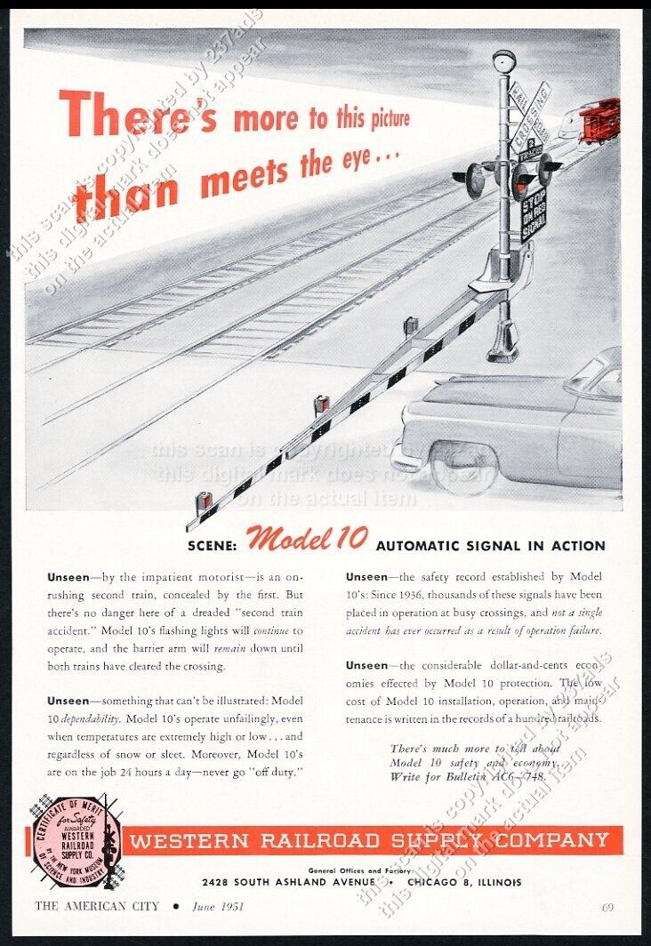 1951 WRRS Model 10 railroad crossing gate stop light signal pic vintage print ad