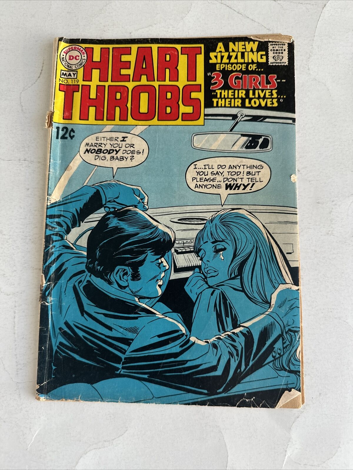 Heart Throbs #119 DC Comics 1969 Romance Girls Their Lives Their Loves Low Grade