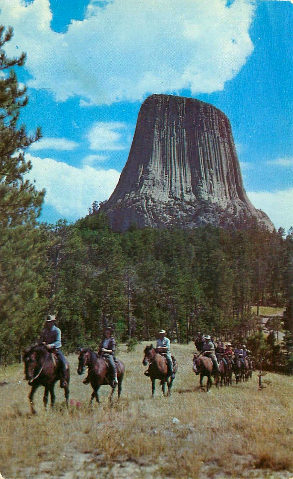Devils Tower On Horseback Northeast Wyoming Vintage Unposted Postcard