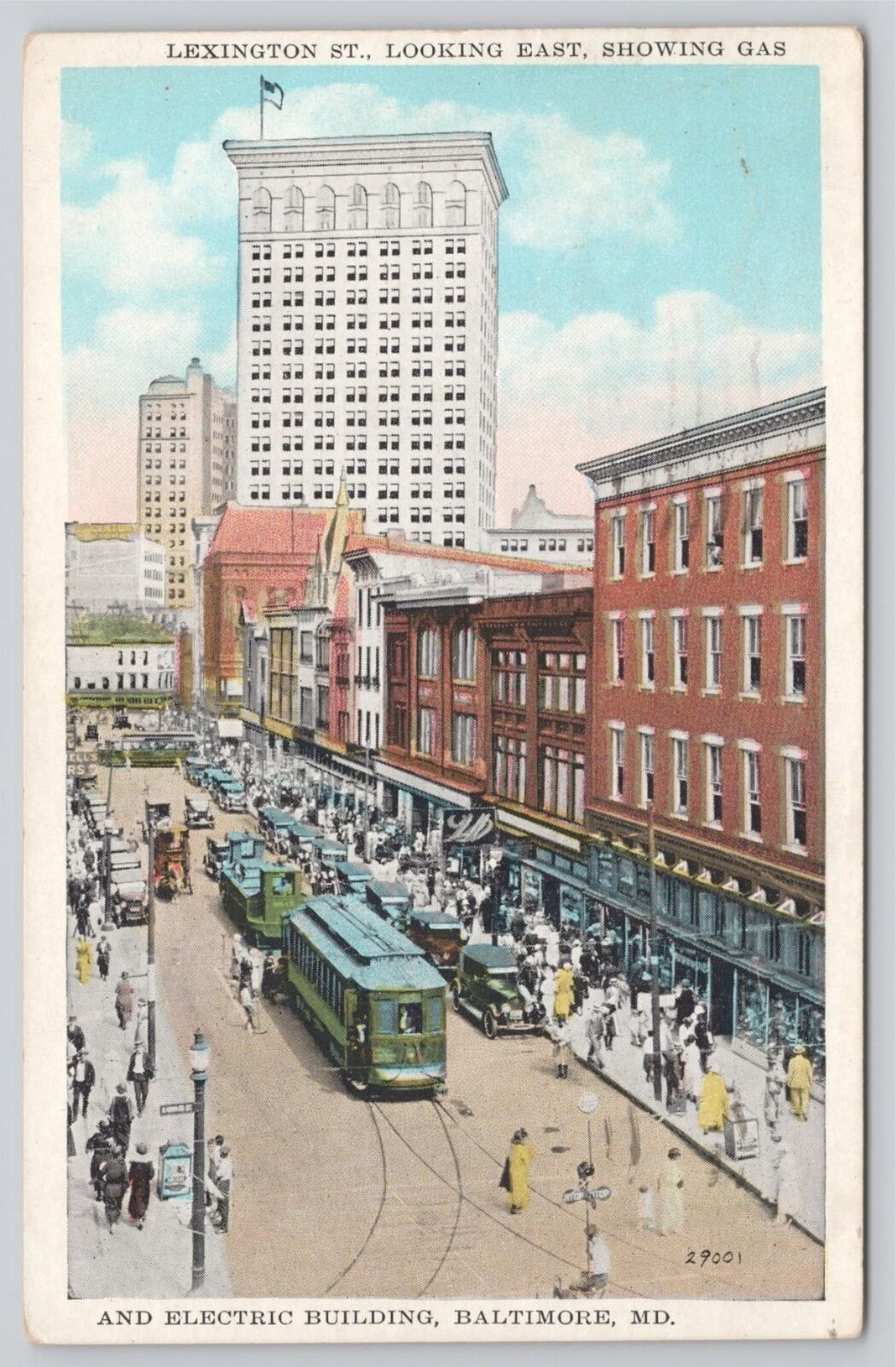Postcard Baltimore Maryland Lexington St. Looking East Gas And Electric Bldg