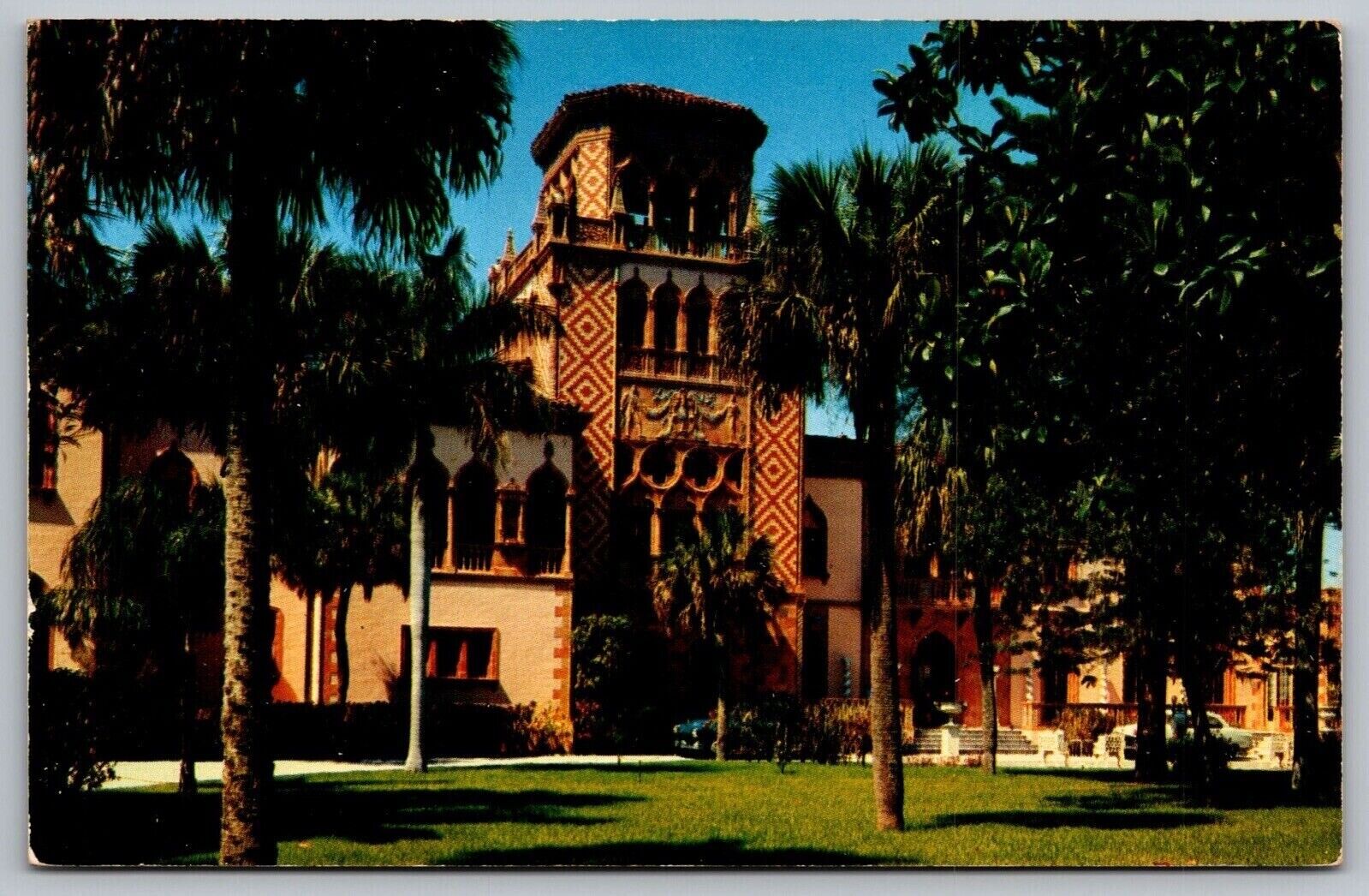 East Facade John Ringling Residence Sarasota Florida Tropical Palms UNP Postcard