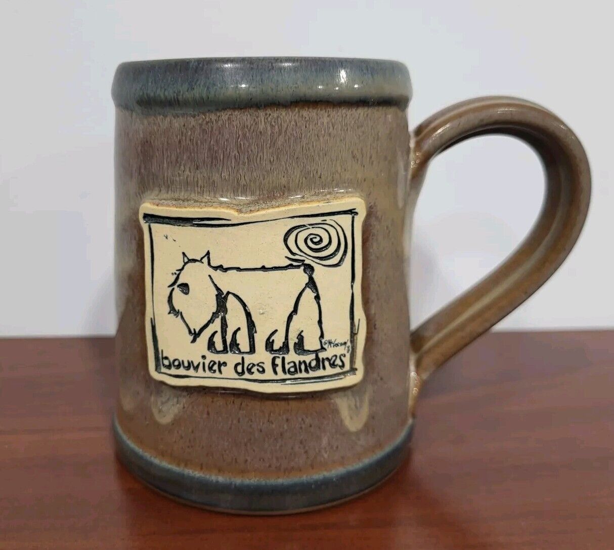 Bouvier Des Flandres  DENEEN POTTERY MUG   Brown Clay with Brown  GLAZE