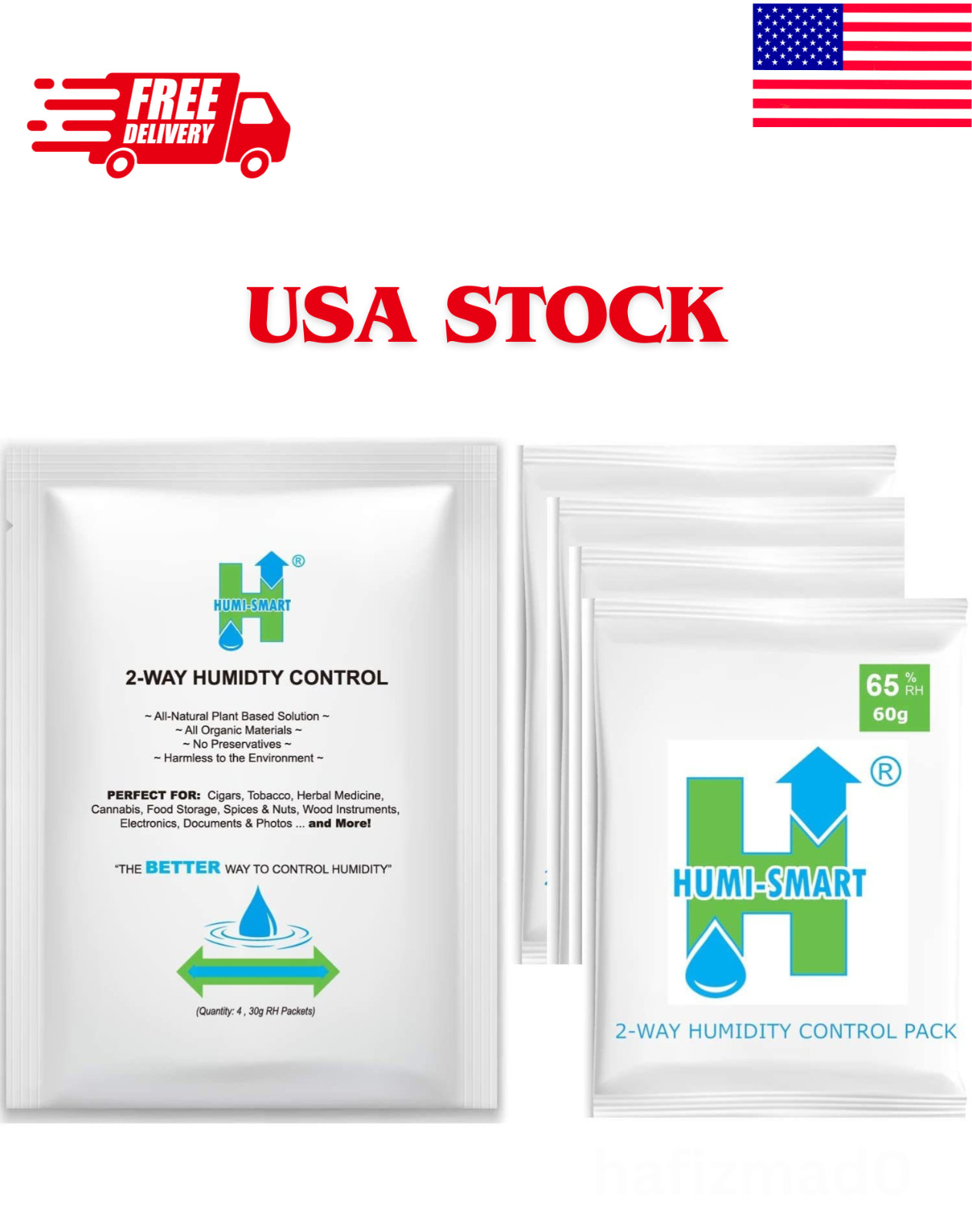 Humi-Smart 65% RH 2-Way Humidity Control Packet – 60 Gram 4 Pack - 