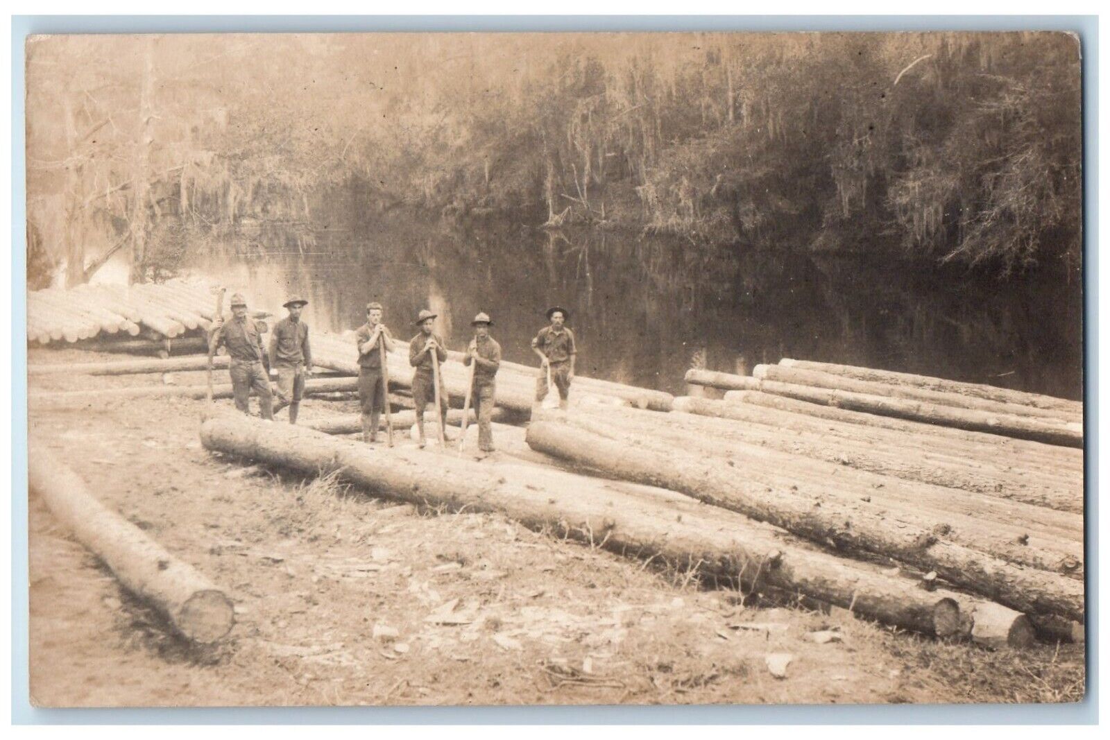 c1910's Manila Philippines Logging River Scene Antique RPPC Photo Postcard