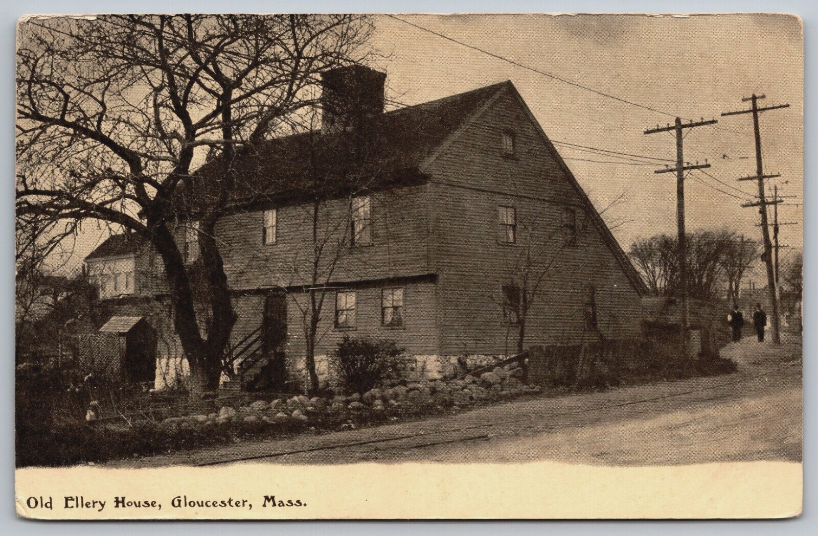 Postcard Old Ellery House, Street View, Gloucester Massachusetts Unposted