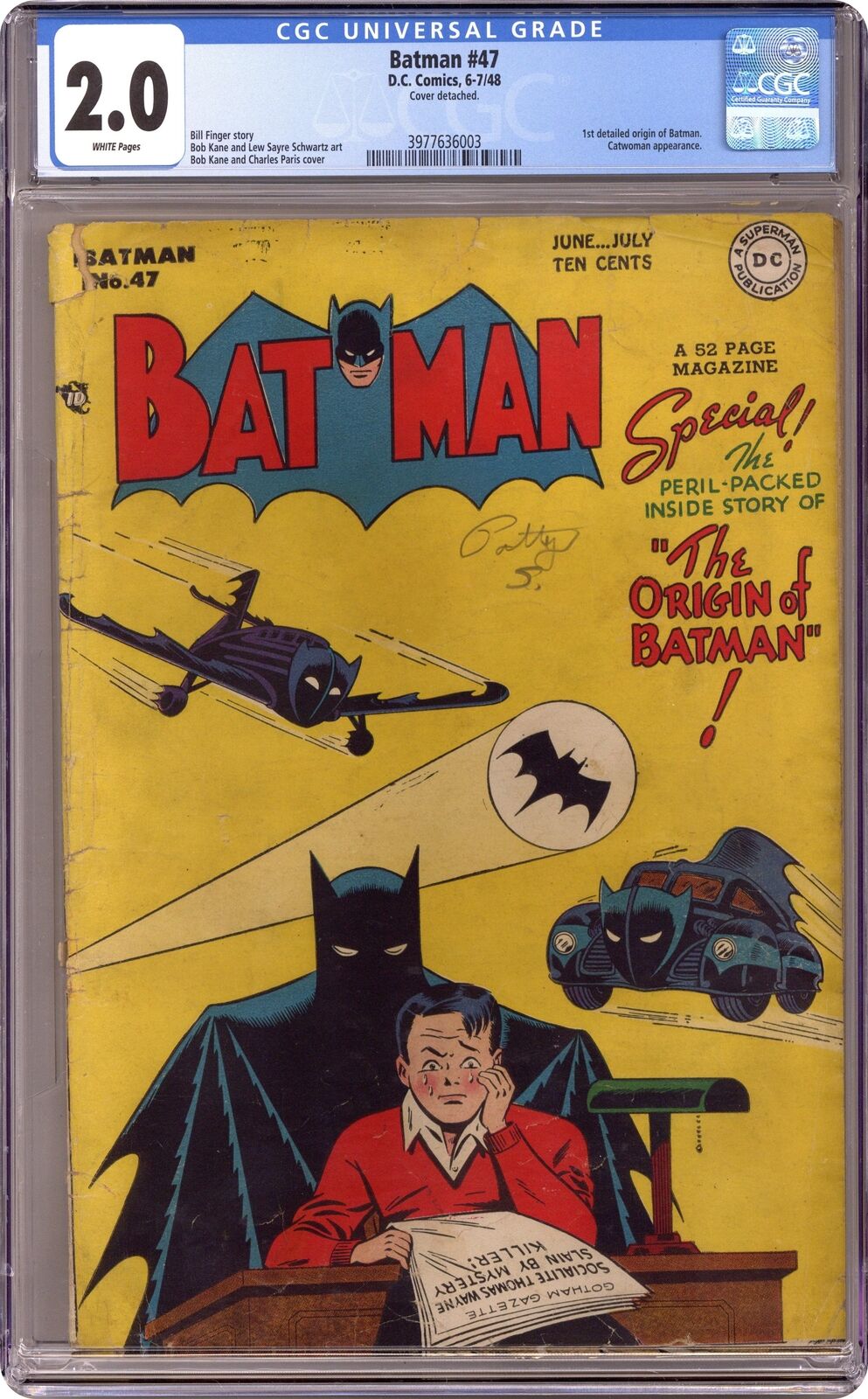Batman #47 CGC 2.0 1948 3977636003 1st detailed Batman origin
