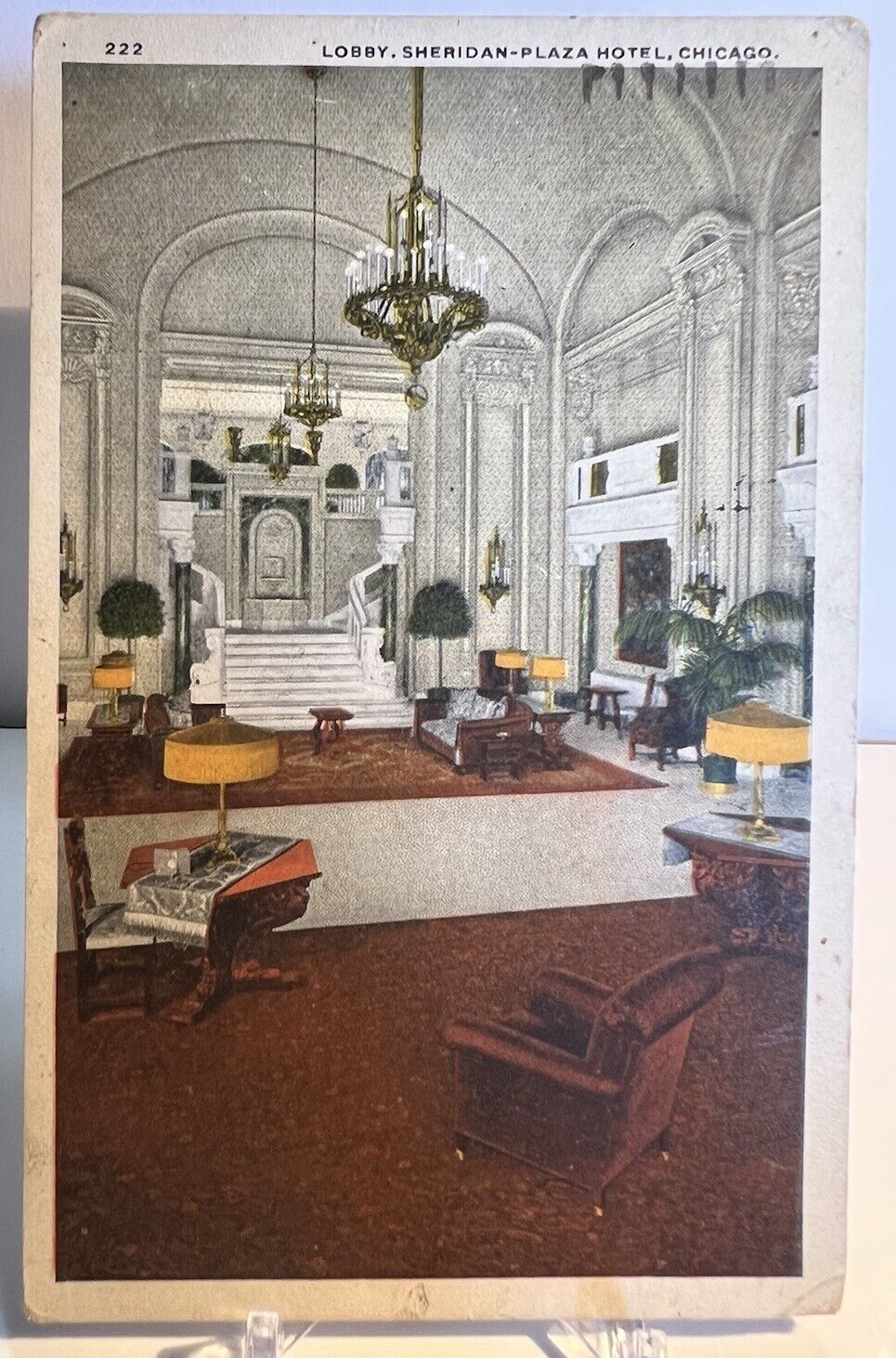 Lobby Interior, Sheridan-Plaza Hotel, Chicago, IL Rare View - Luxury - c1922