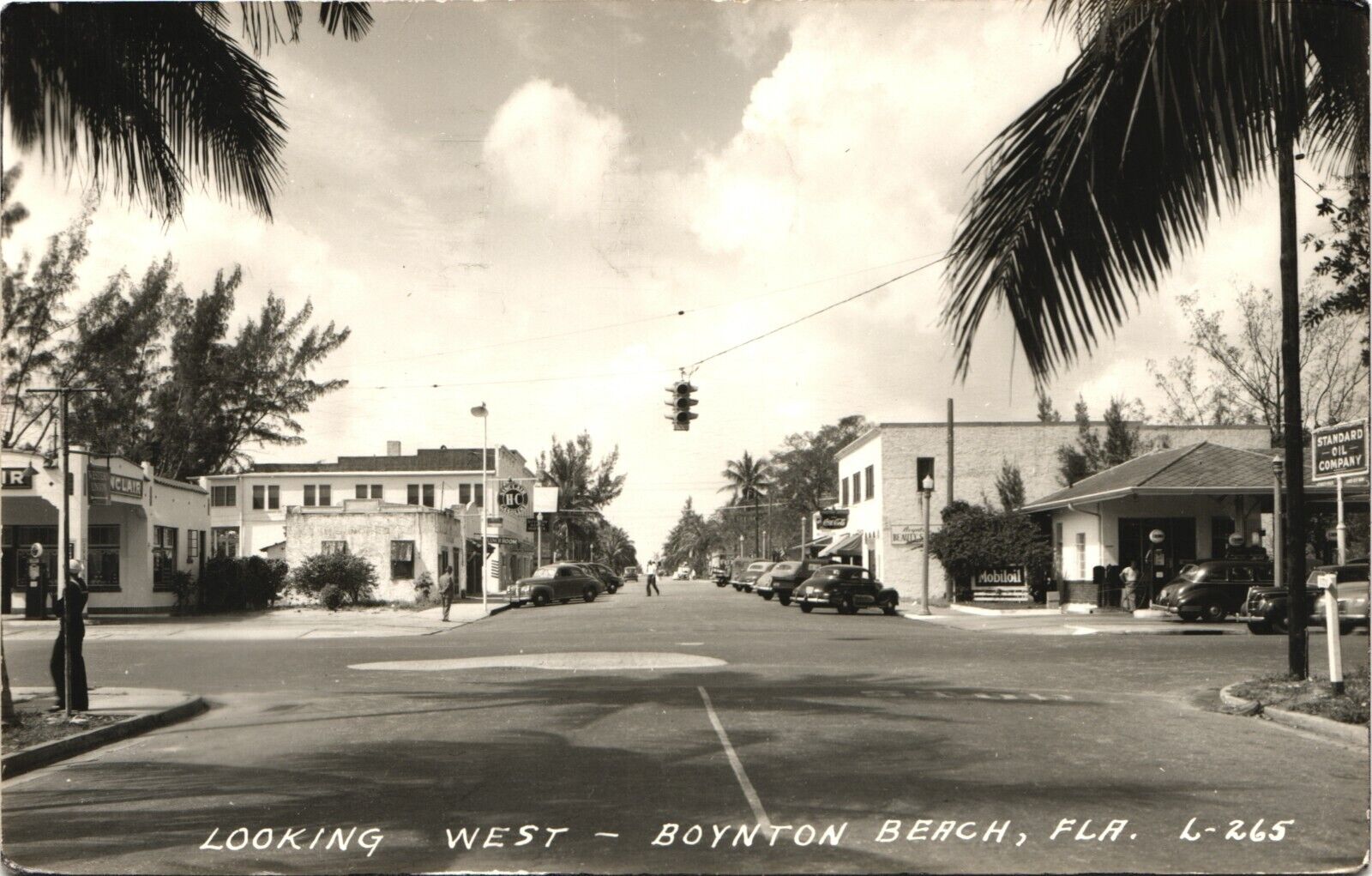 MAIN STREET VIEW antique real photo postcard rppc BOYNTON BEACH FLORIDA FL 1940s