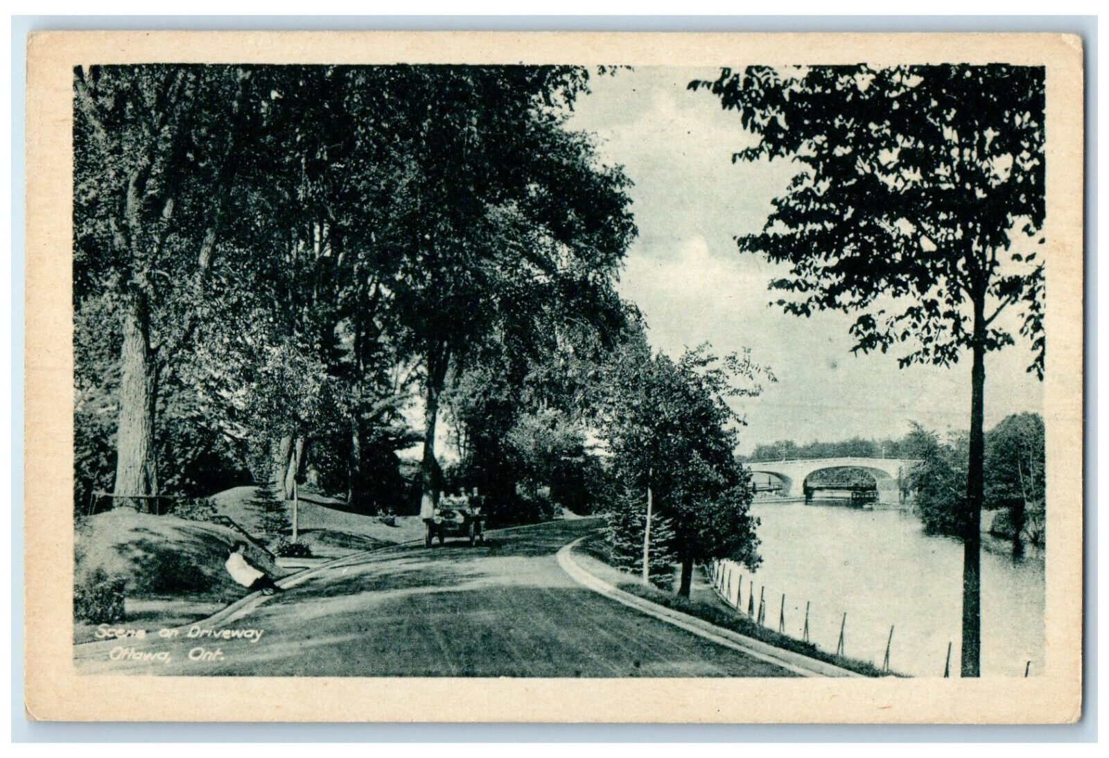 c1930's Road Scene on Driveway Ottawa Ontario Canada Vintage Postcard