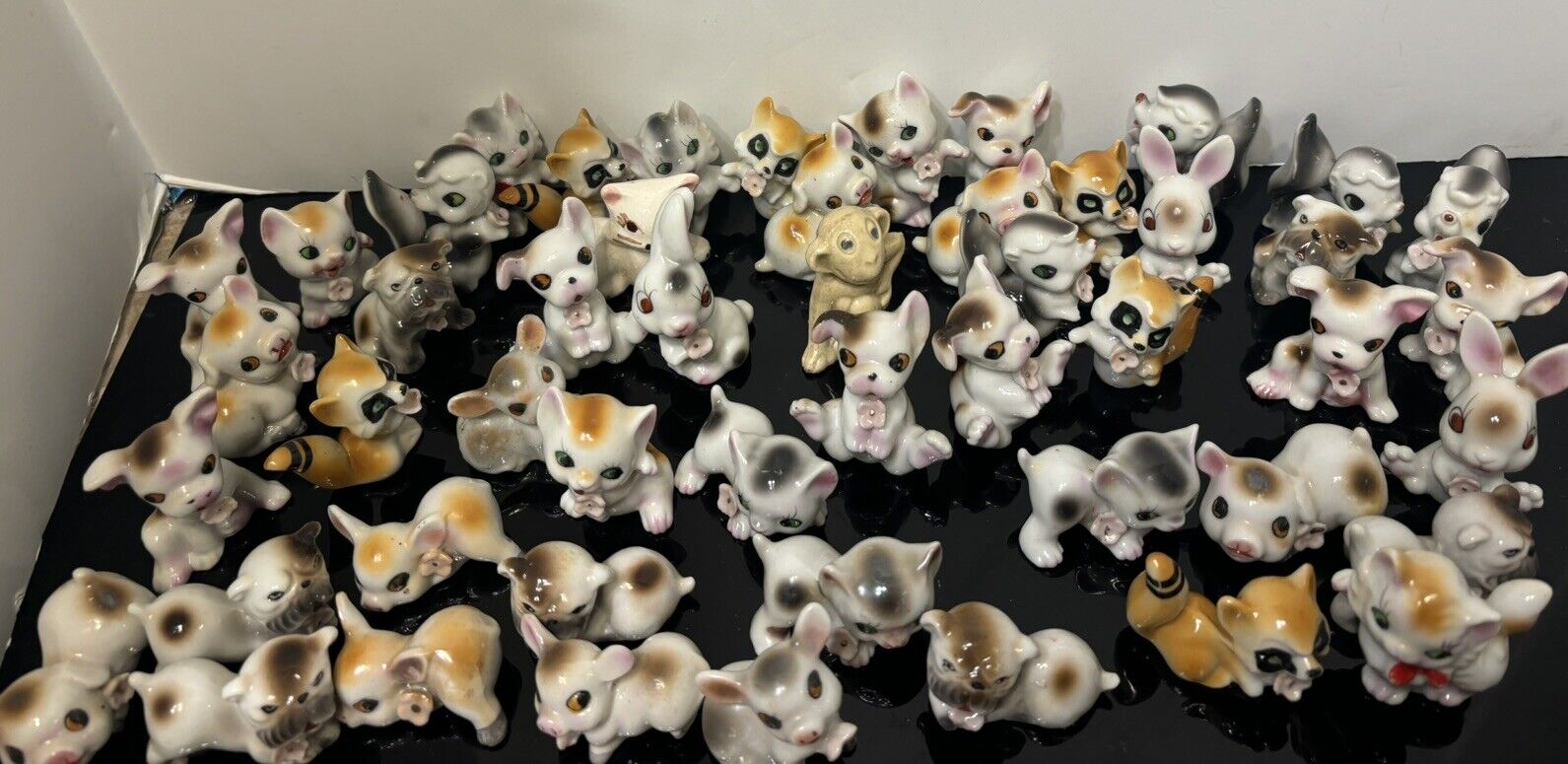 Vintage Porcelain Cat Pig raccoon rabbit dog Figurines Japan 48 PC