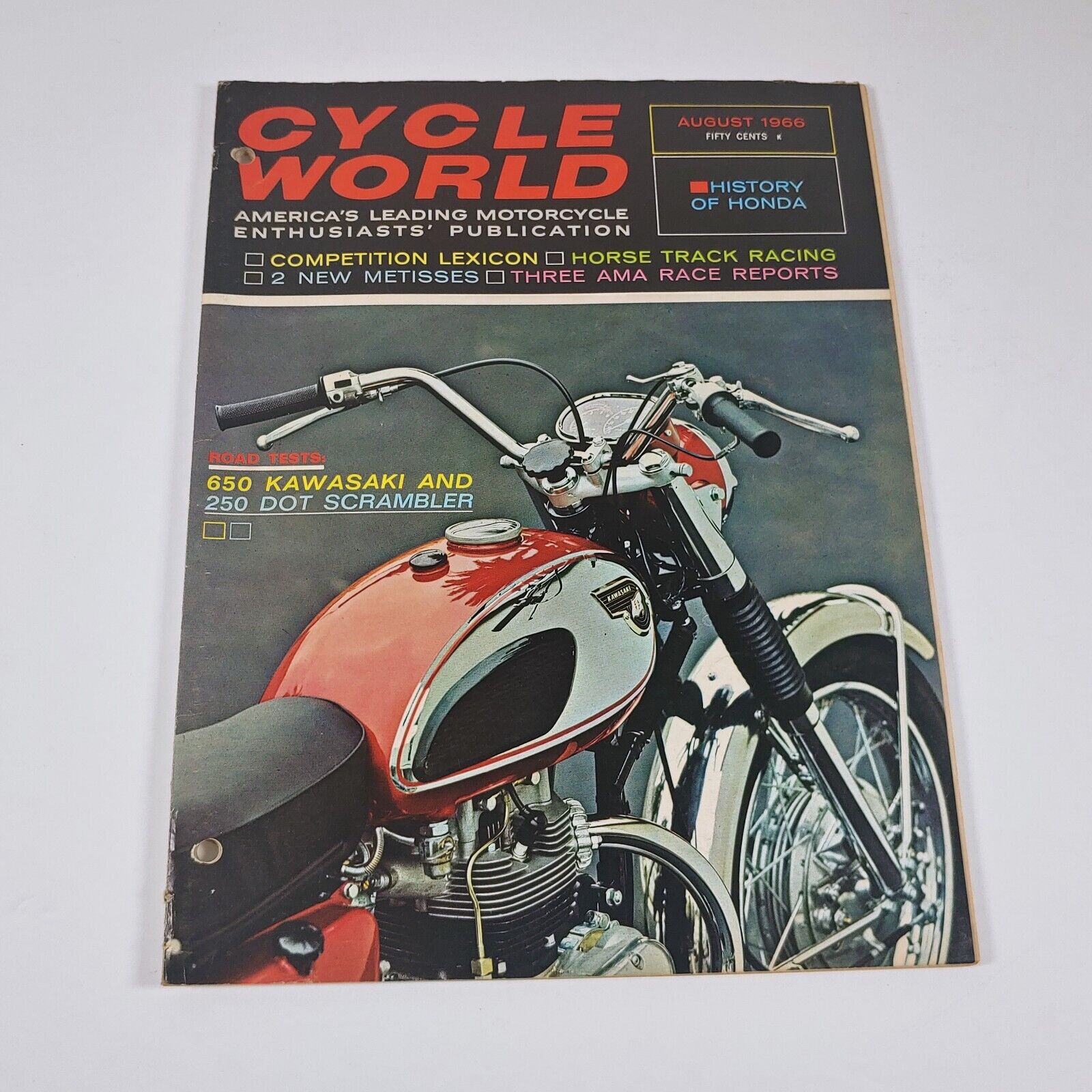 Cycle World Magazine August 1966 Kawasaki 650 On Cover