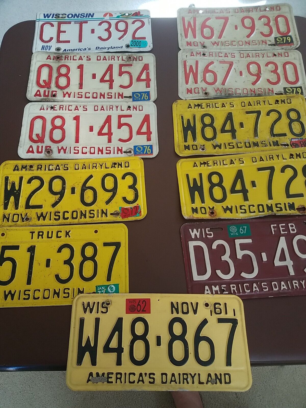 11 Wisconsin License Plates Various Years 1961 1965 Some Doubles