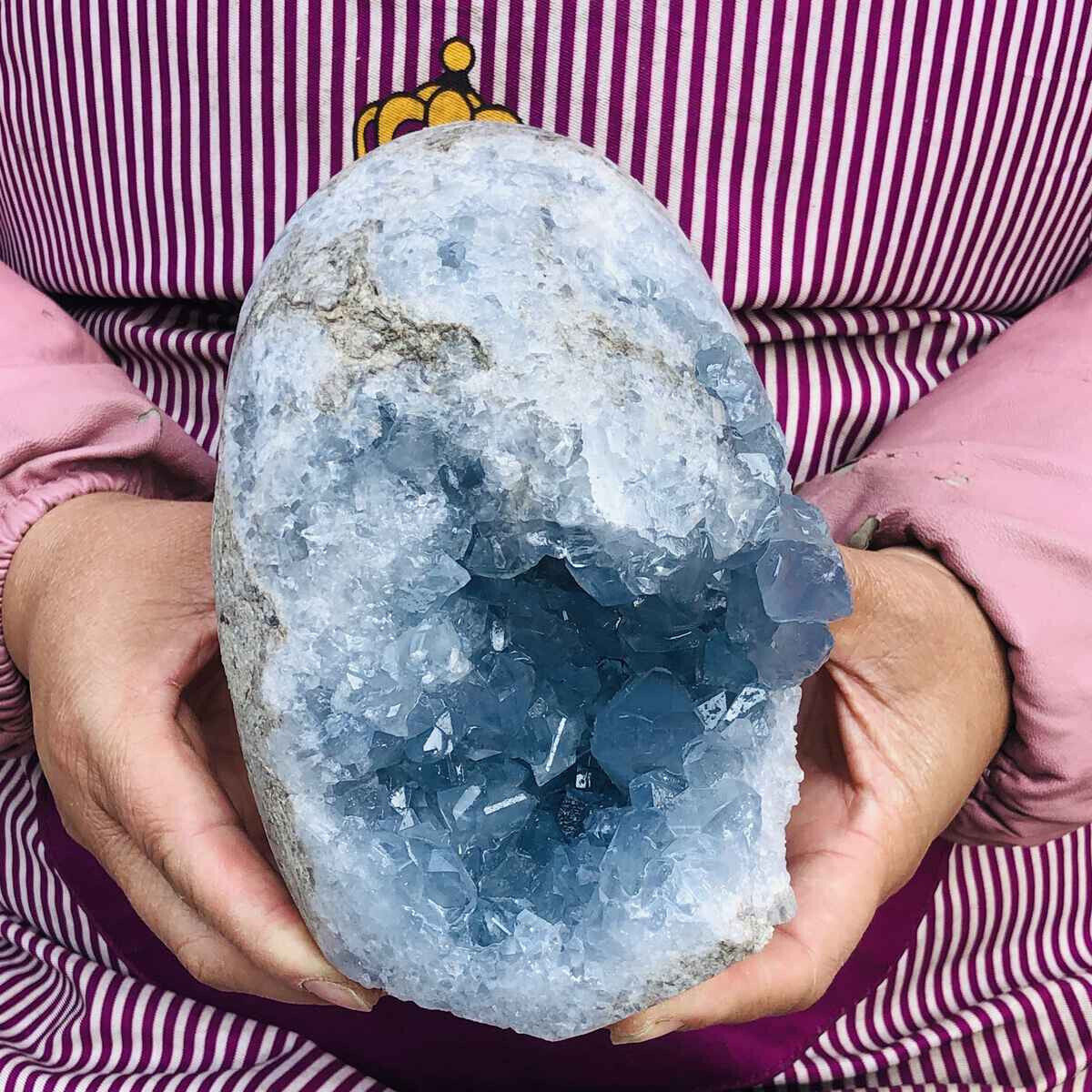 5.67LB Natural Beautiful Blue Celestite Crystal Geode Cave Mineral Specimen 992