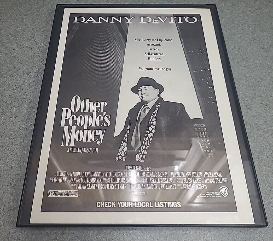 Danny Devito Other People's Money Movie 1991 Print Ad Framed 8.5x11 