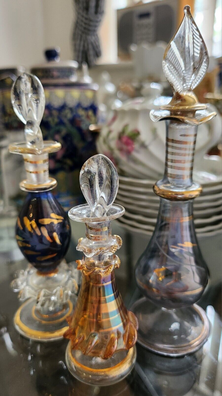 Egyptian Intricate Elegant Glass Perfume Decanters