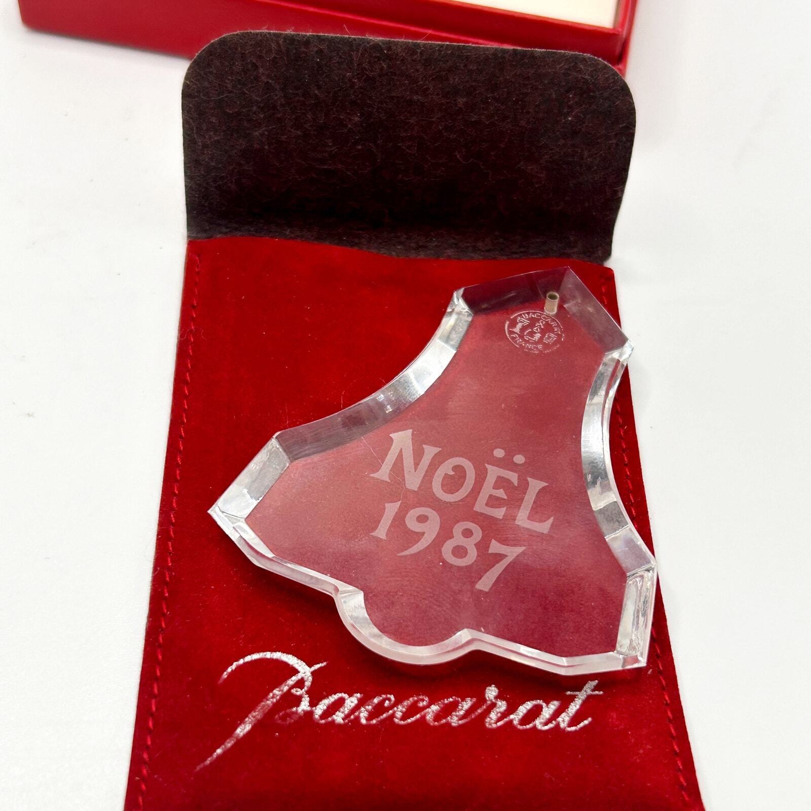 BACCARAT Crystal Christmas Tree Ornament 1987 NOEL Bell Original Red Box Sleeve