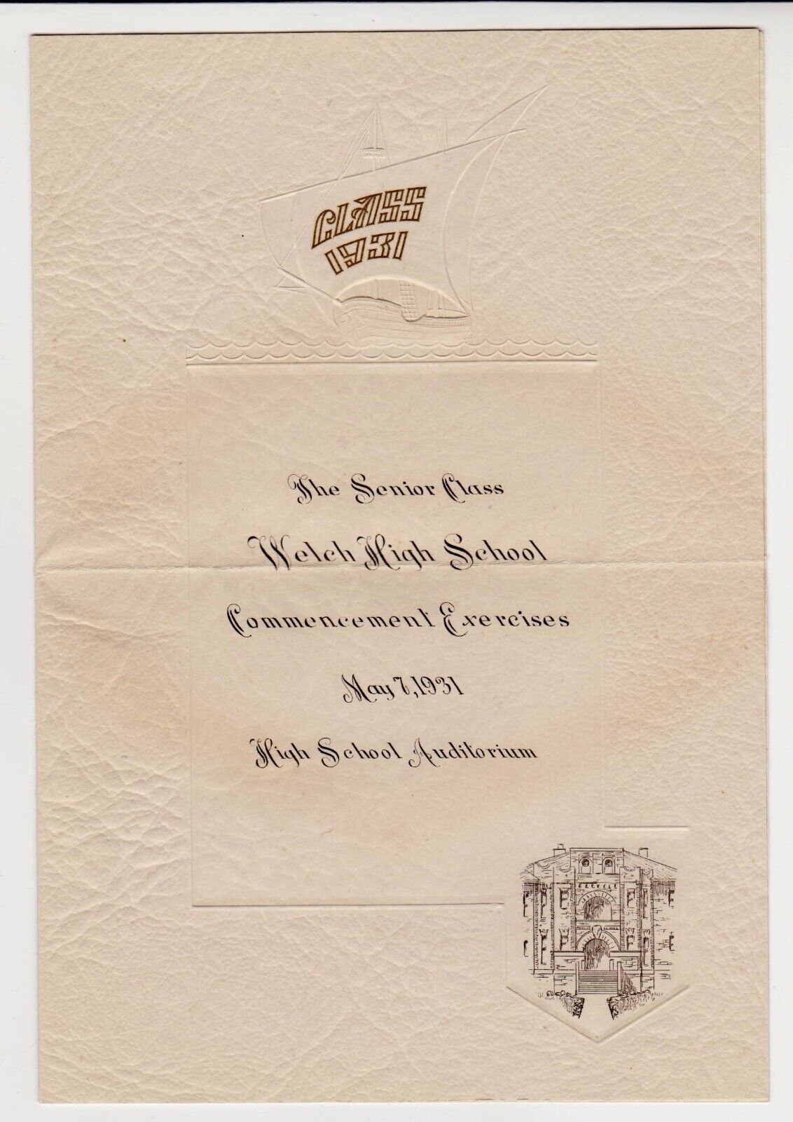 WELCH HIGH SCHOOL, WELCH, OKLAHOMA – COMMENCEMENT EXERCISES – CLASS of 1931