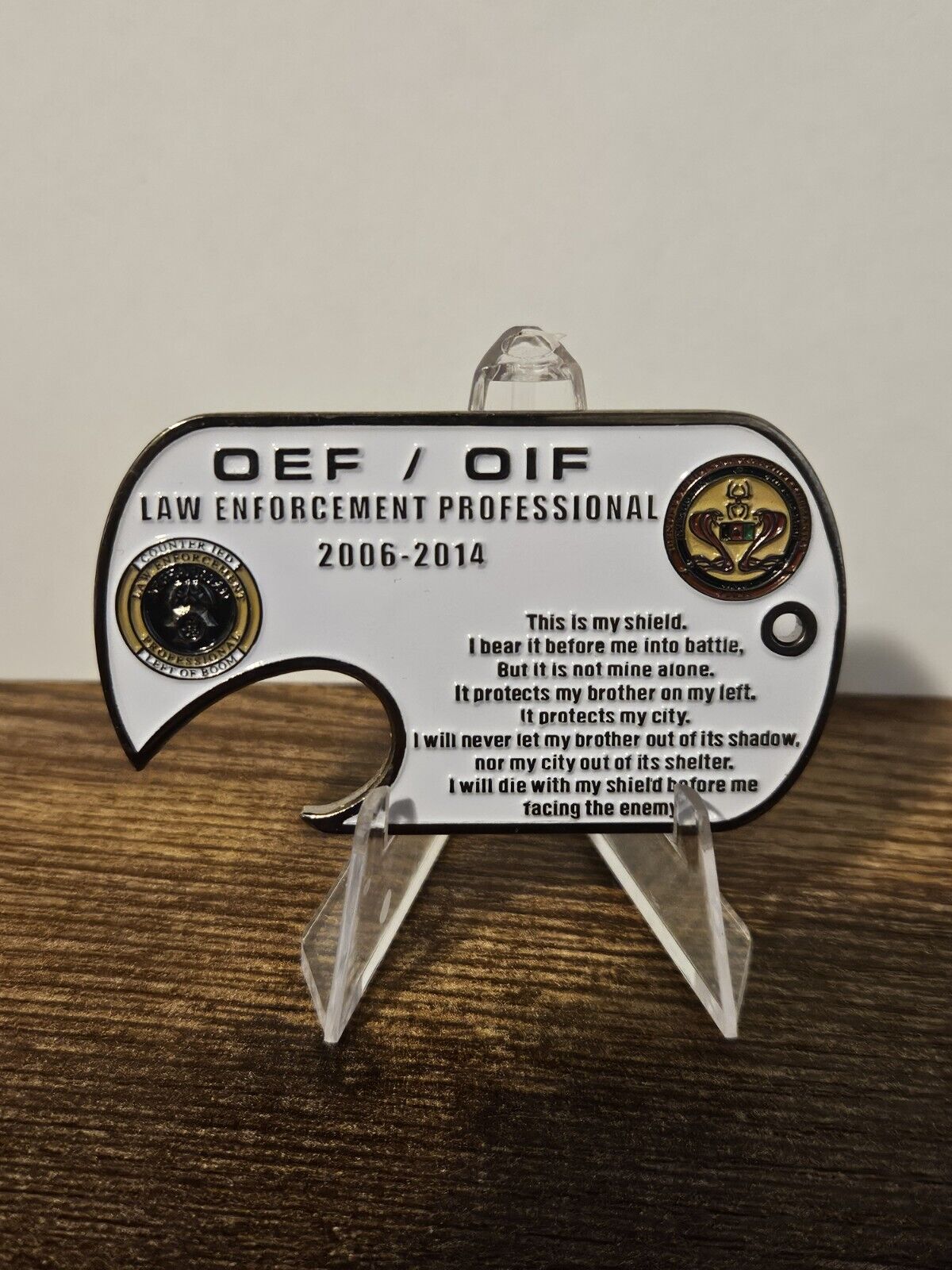 Rare OEF/OIF Law Enforcement/Military Memorial Coin And Bottle Opener