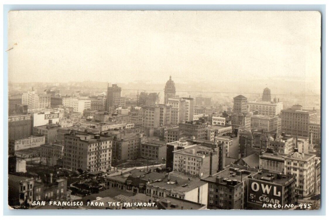 c1920 Pre Earthquake From The Fairmont View San Franisco CA RPPC Photo Postcard