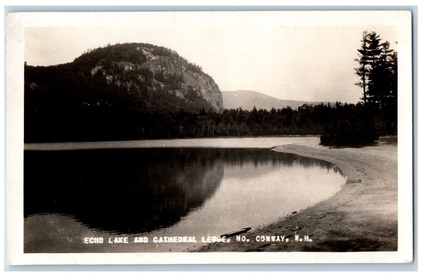 No. Conway New Hampshire NH Postcard RPPC Photo Echo Lake And Cathedral Ledge