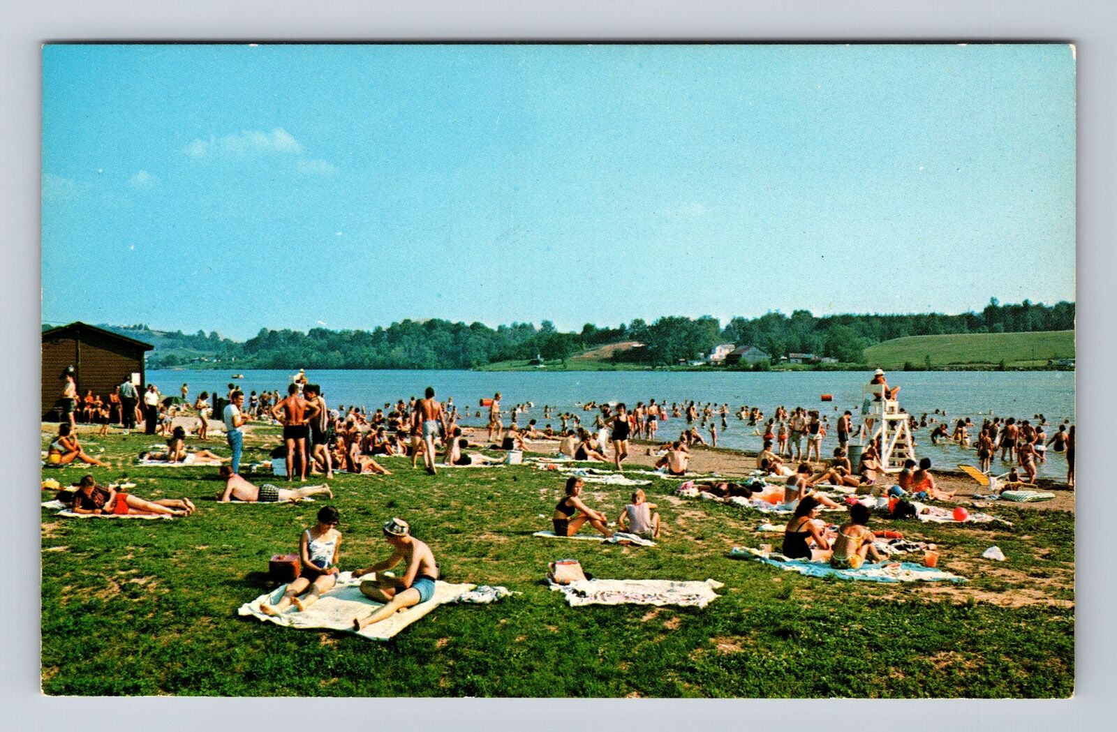 Logan OH-Ohio, Lake Logan Bathing Beach, Antique, Vintage Postcard