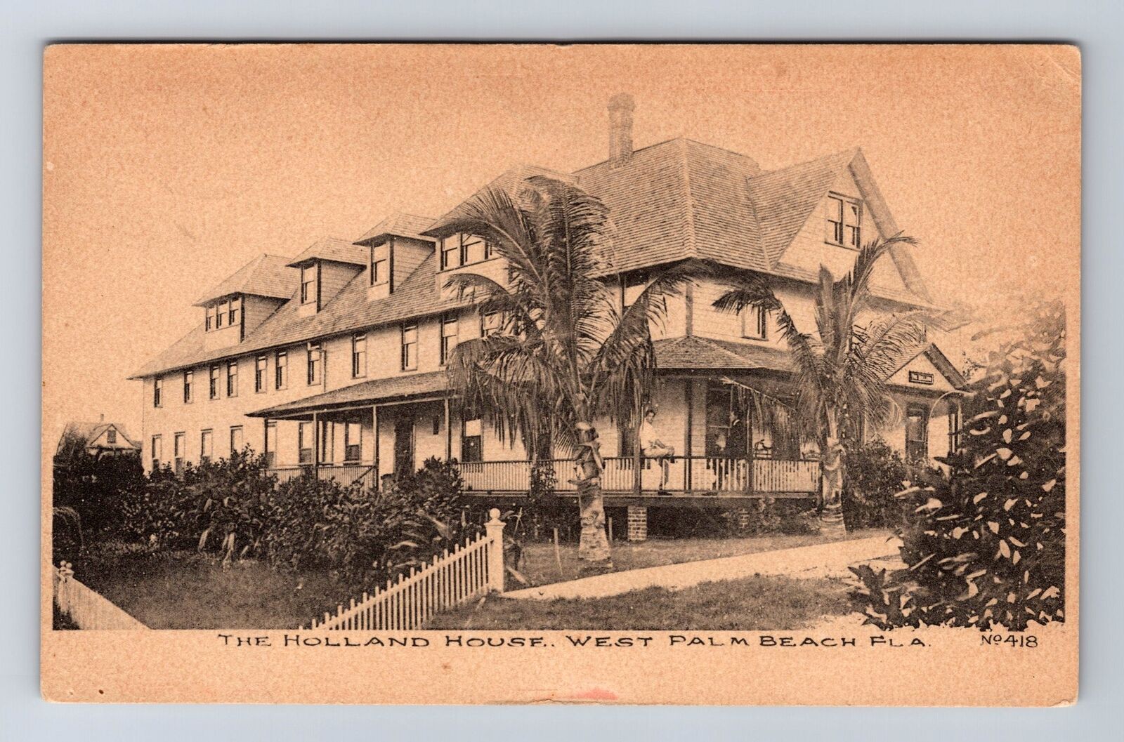 West Palm Beach FL-Florida, The Holland House, Antique Souvenir Vintage Postcard