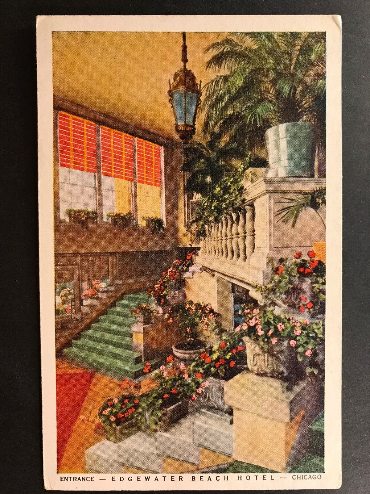 Postcard Chicago IL - Entrance Edgewater Beach Hotel 