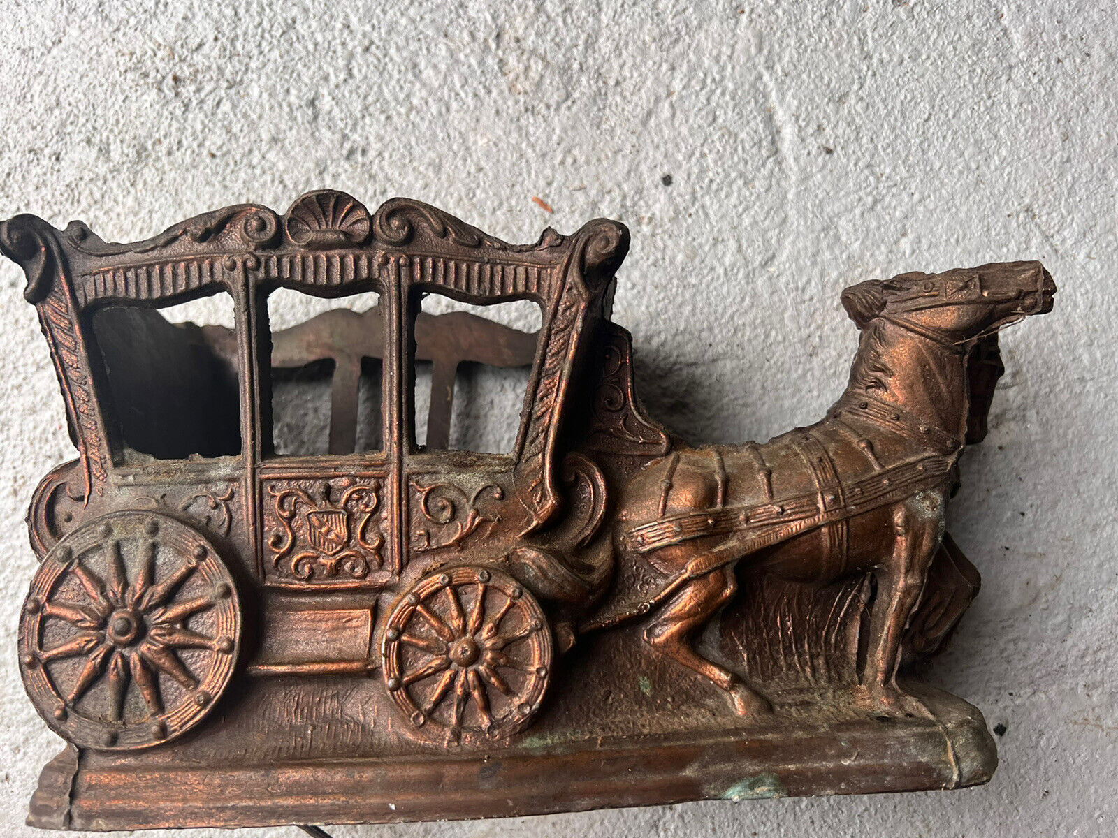 Rare Vantage Bronze Roman Carriage and Horses lamp
