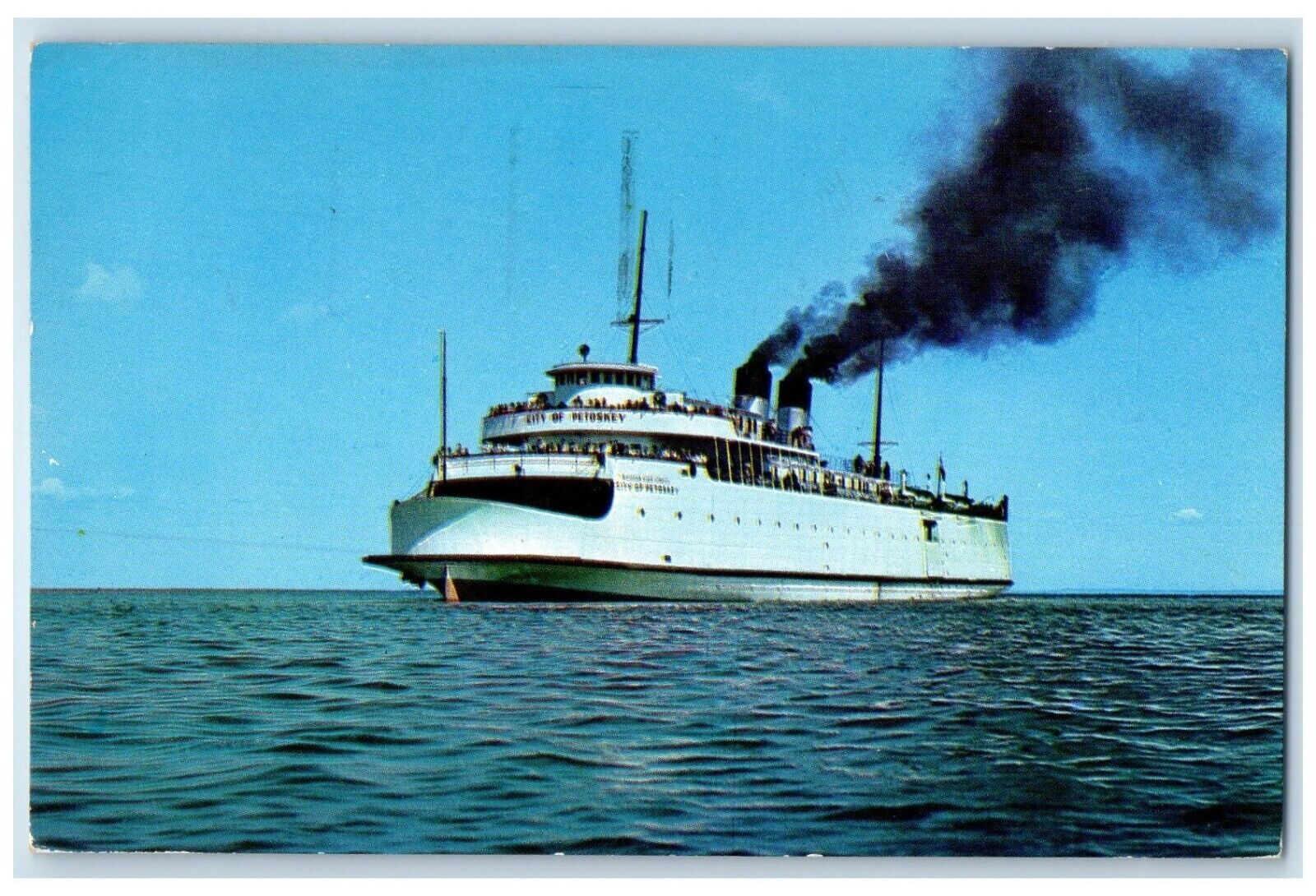 1957 City Petoskey Straits Area Steamers Mackinac Island City Michigan Postcard