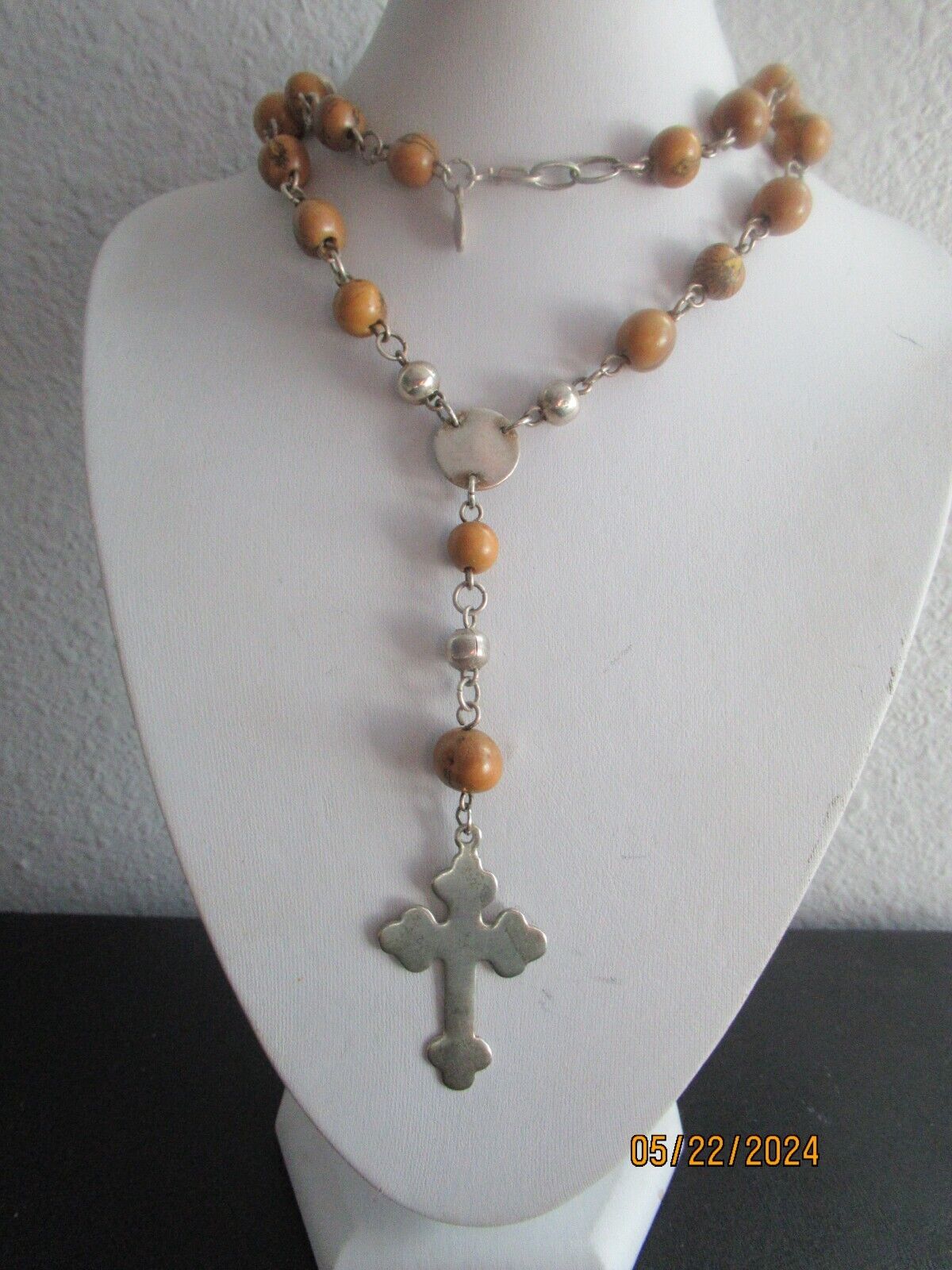 Vintage Antique Cactus Rosary Catholic Christian Cross 
