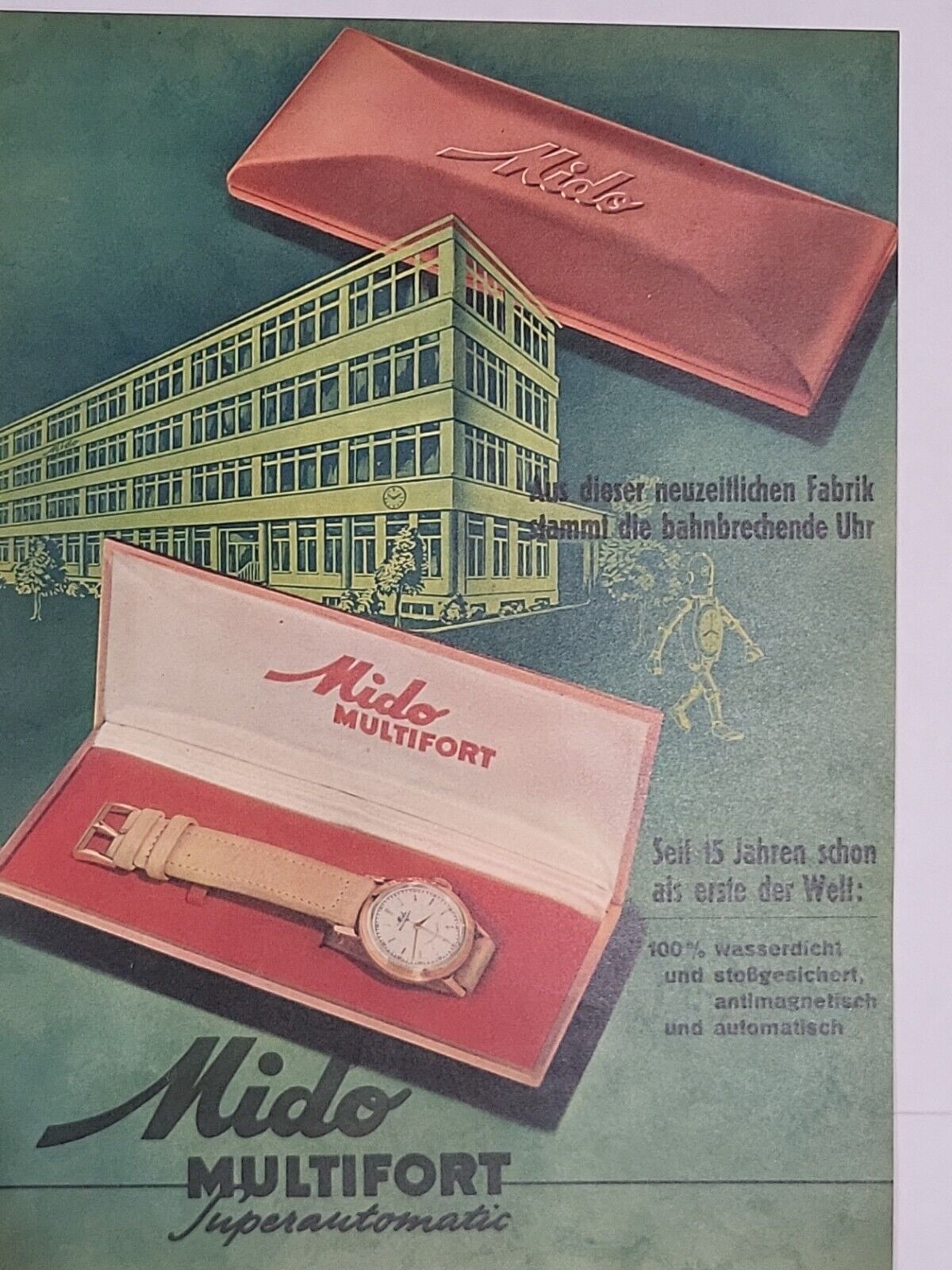 Mido Multifort Watch Print Advertising 1947 Du Swiss Luxury Precision German