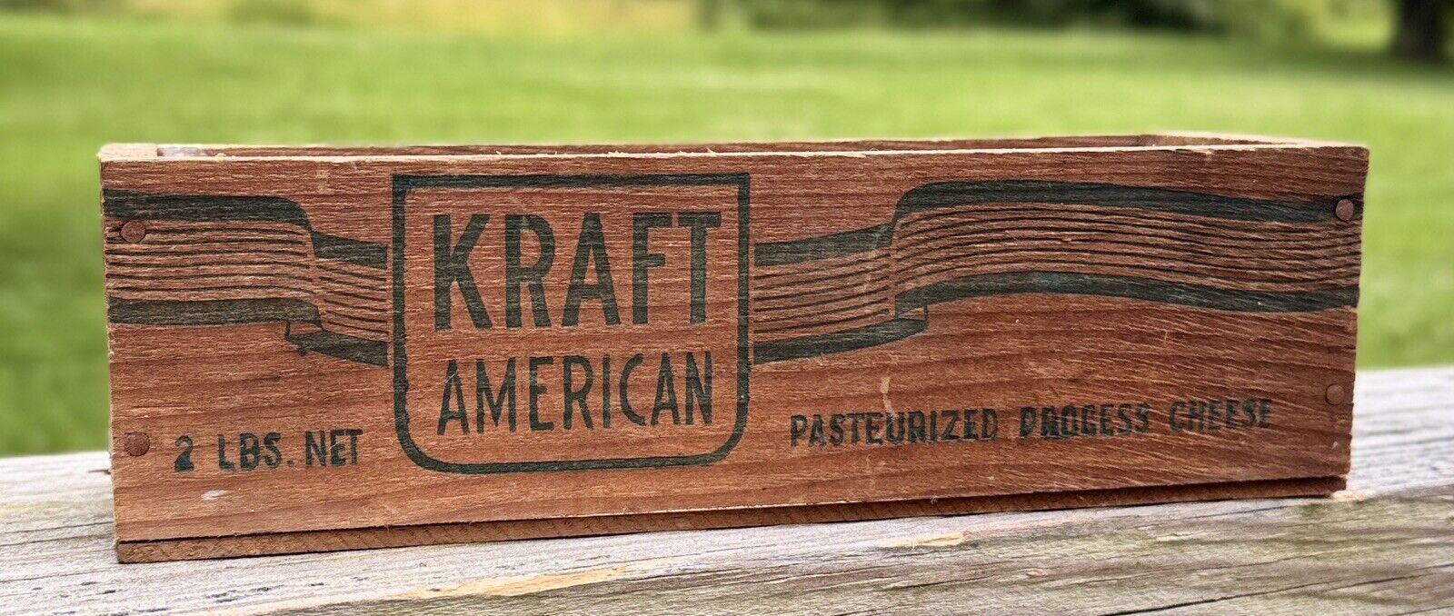 Antique Kraft American Cheese Wooden Box 2 lbs Chicago IL