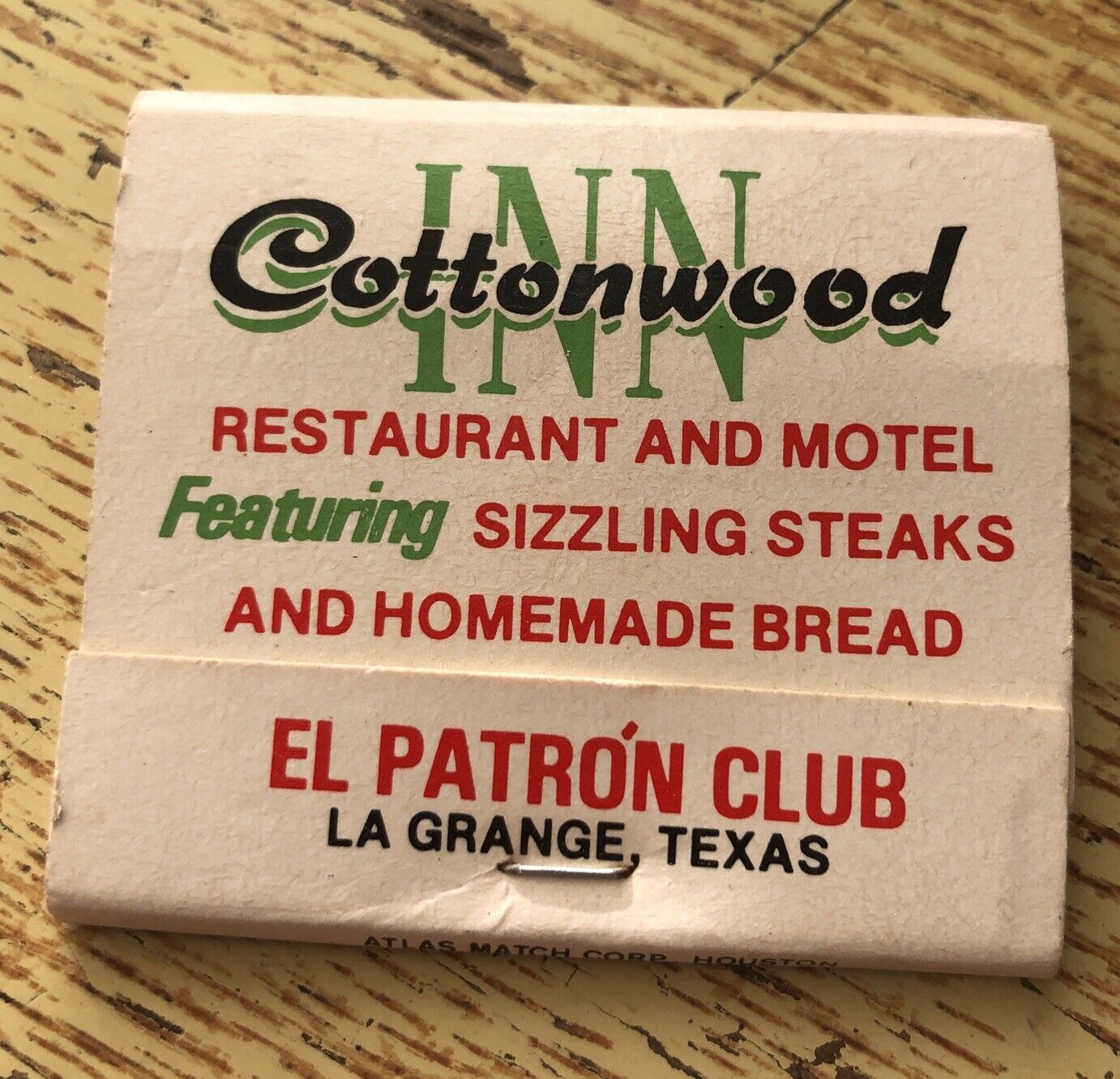 Cottonwood Inn La Grange Texas Restaurant And Motel Matchbook Mostly Full 60s-70