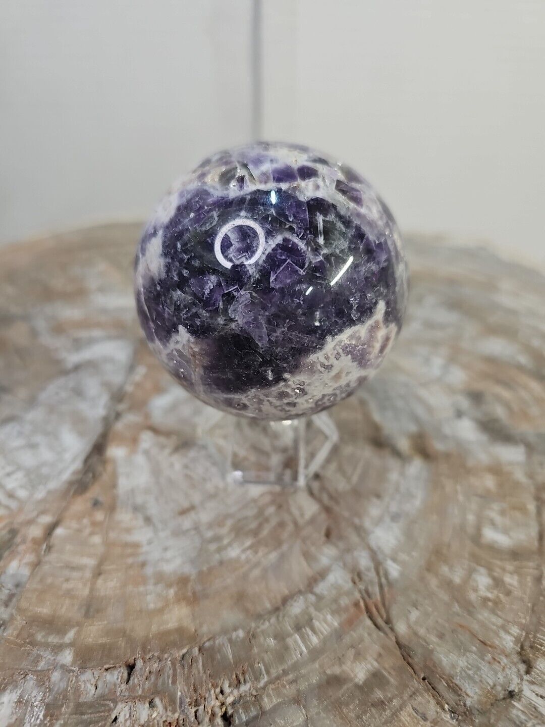  387g Natural Phantom  Amethyst Quartz Crystal Sphere Ball Healing