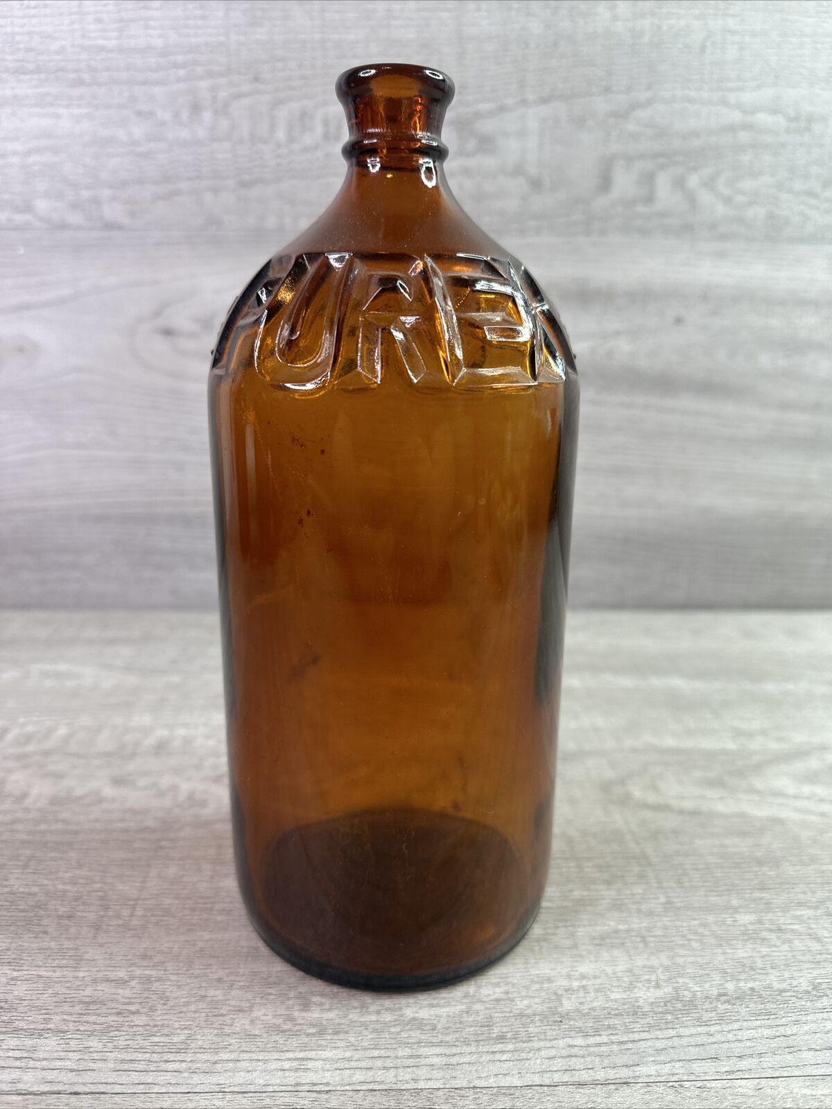 Vintage 1 Quart Purex Bottle Brown Amber Glass 1930s Farmhouse Collectible