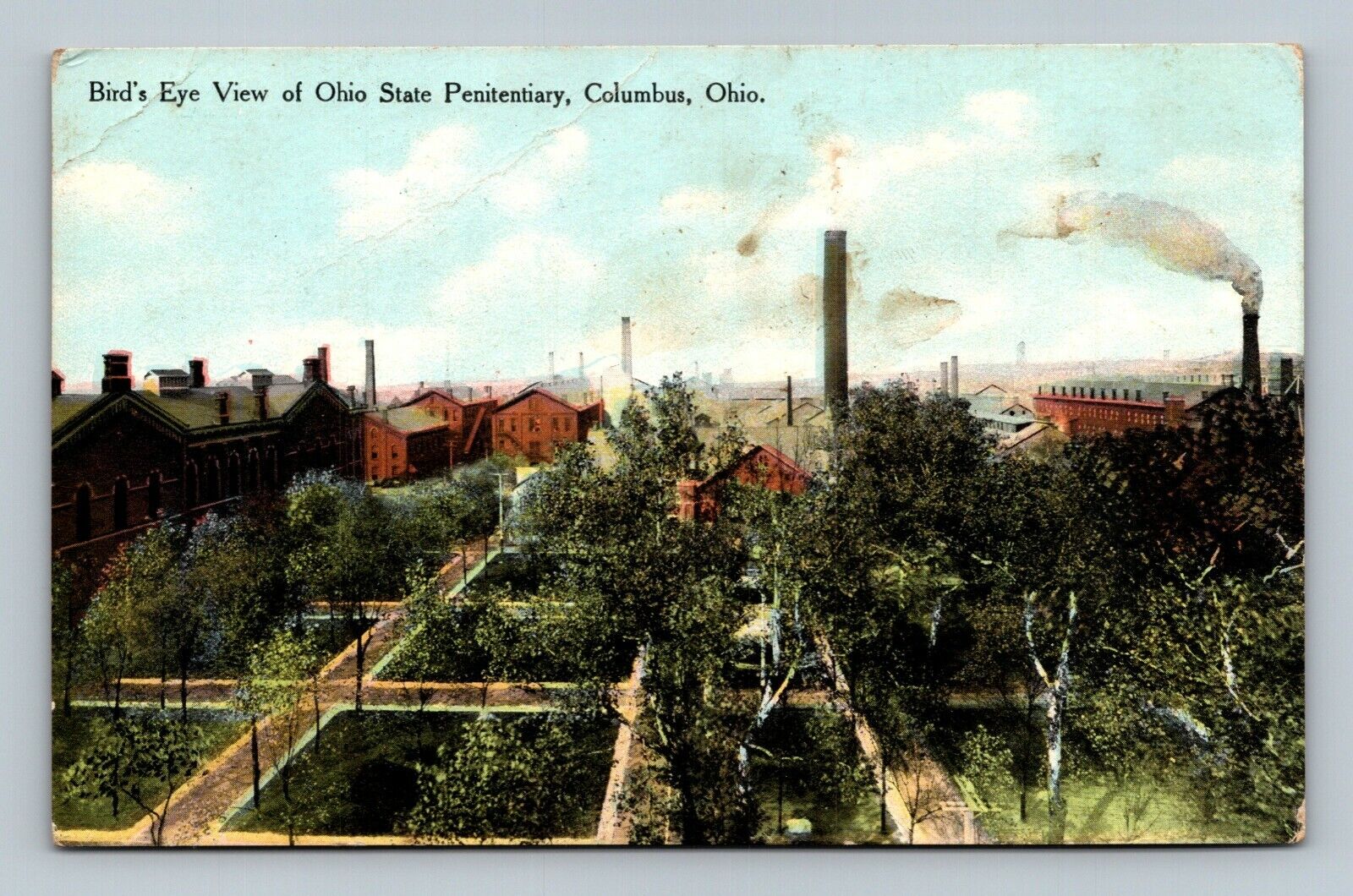 Bird\'s eye view of Ohio state penitentiary Columbus Ohio postcard