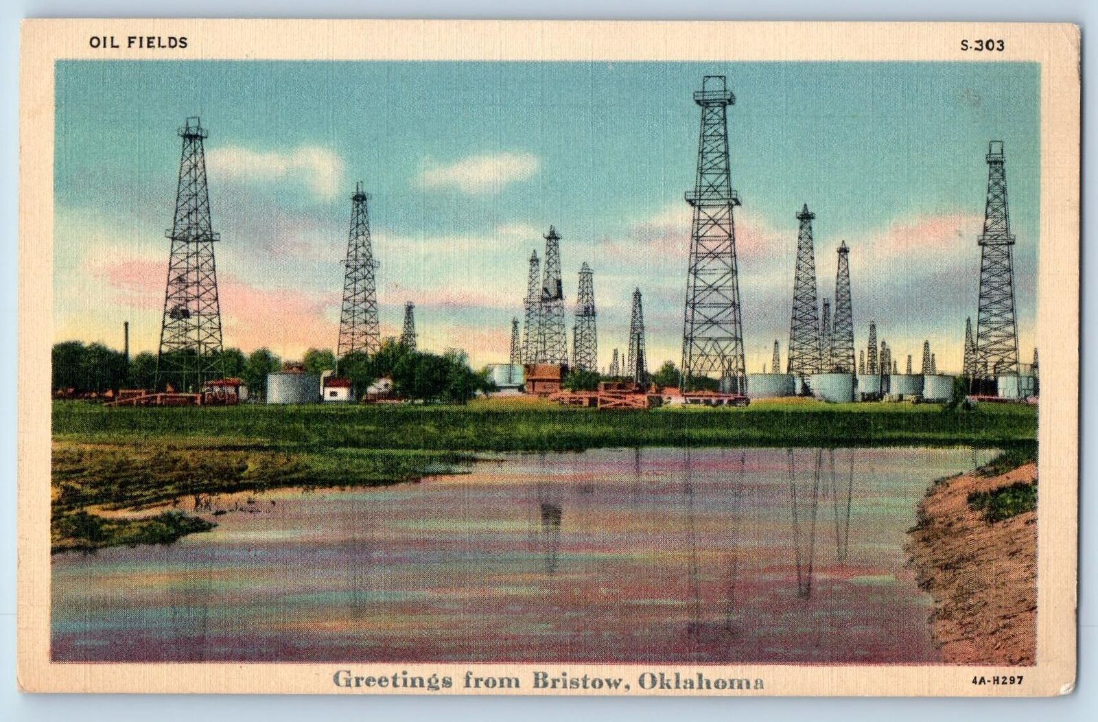 c1940\'s Greetings From Bristow Truss Towers Oklahoma OK Correspondence Postcard
