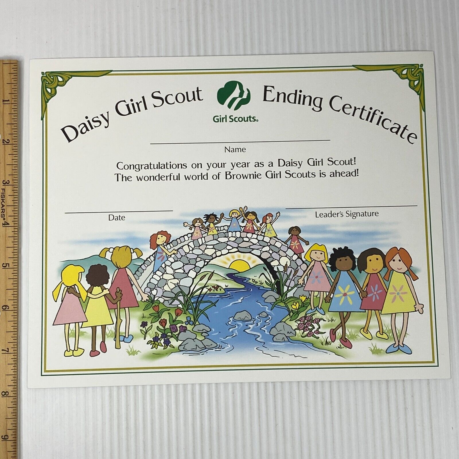 Daisy Girl Scout Ending Certificate Card Stock 10in x 8in
