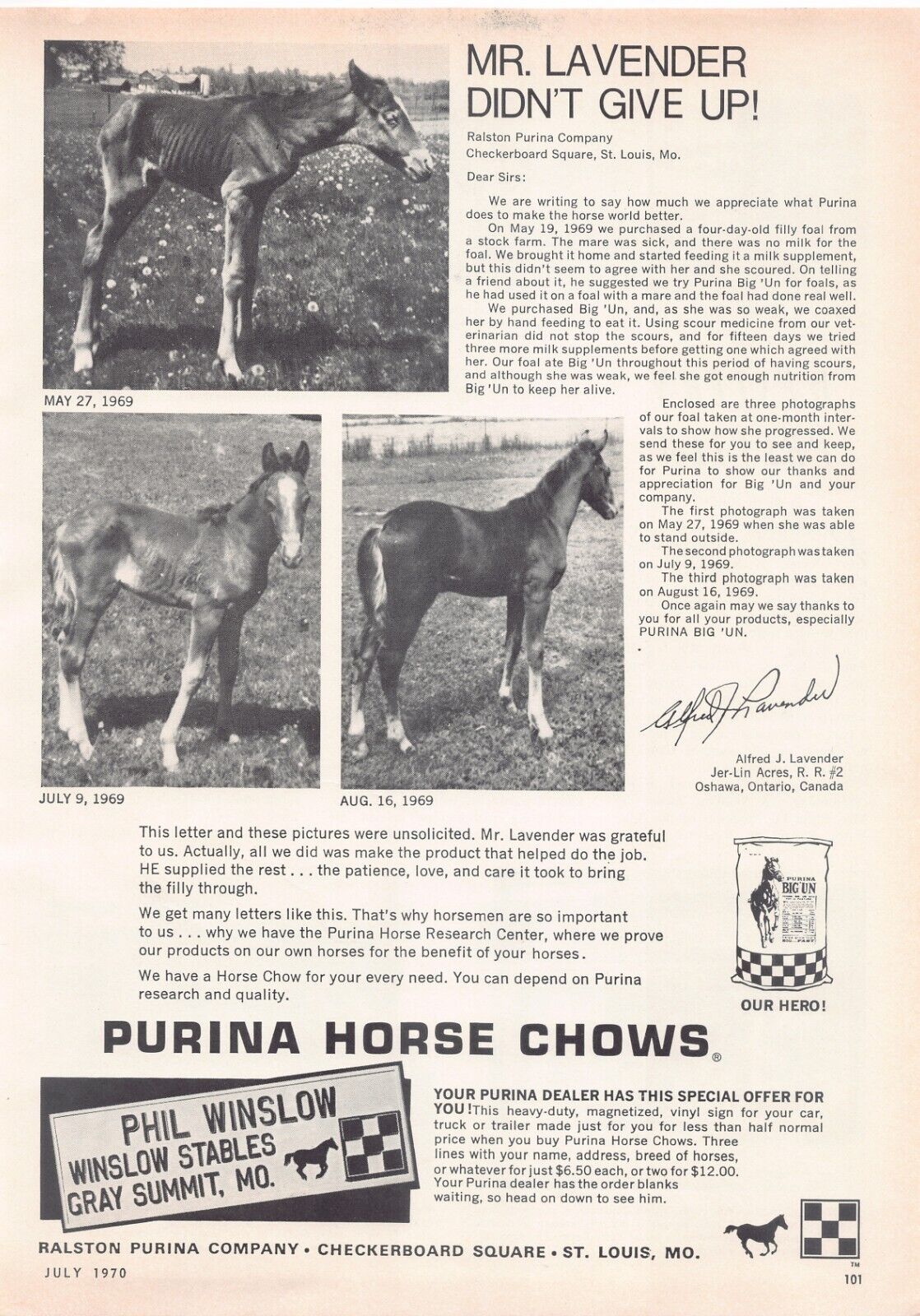 Purina Horse Chow Winslow Stables Western Cowboy Vintage Magazine Print Ad