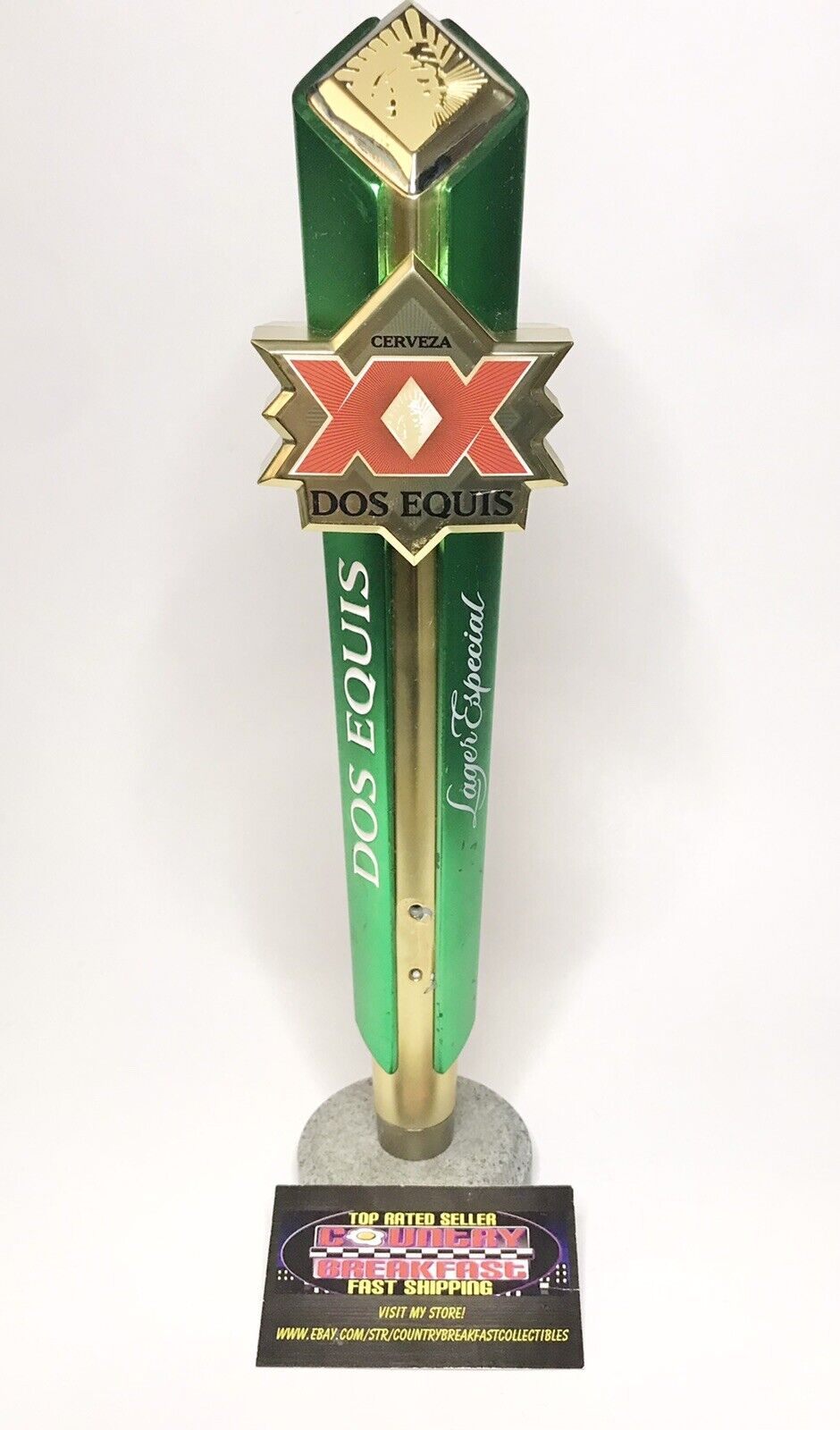 Dos Equis XX Lager Especial Cerveza Beer Tap Handle 12.5” Tall - Used Nice