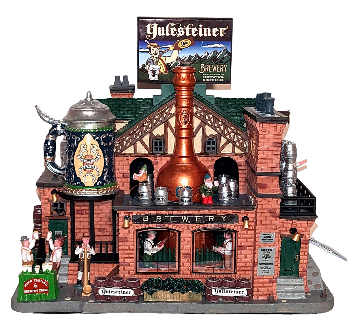 Lemax Yulesteiner Brewery German Beer Animated Sound Lighted Caddington Village