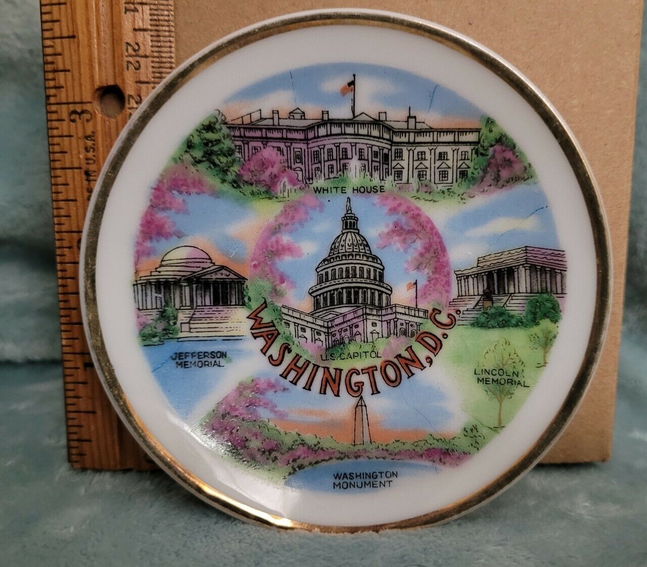 Vintage Souvenir porcelain Plate of WASHINGTON DC 1958 1959