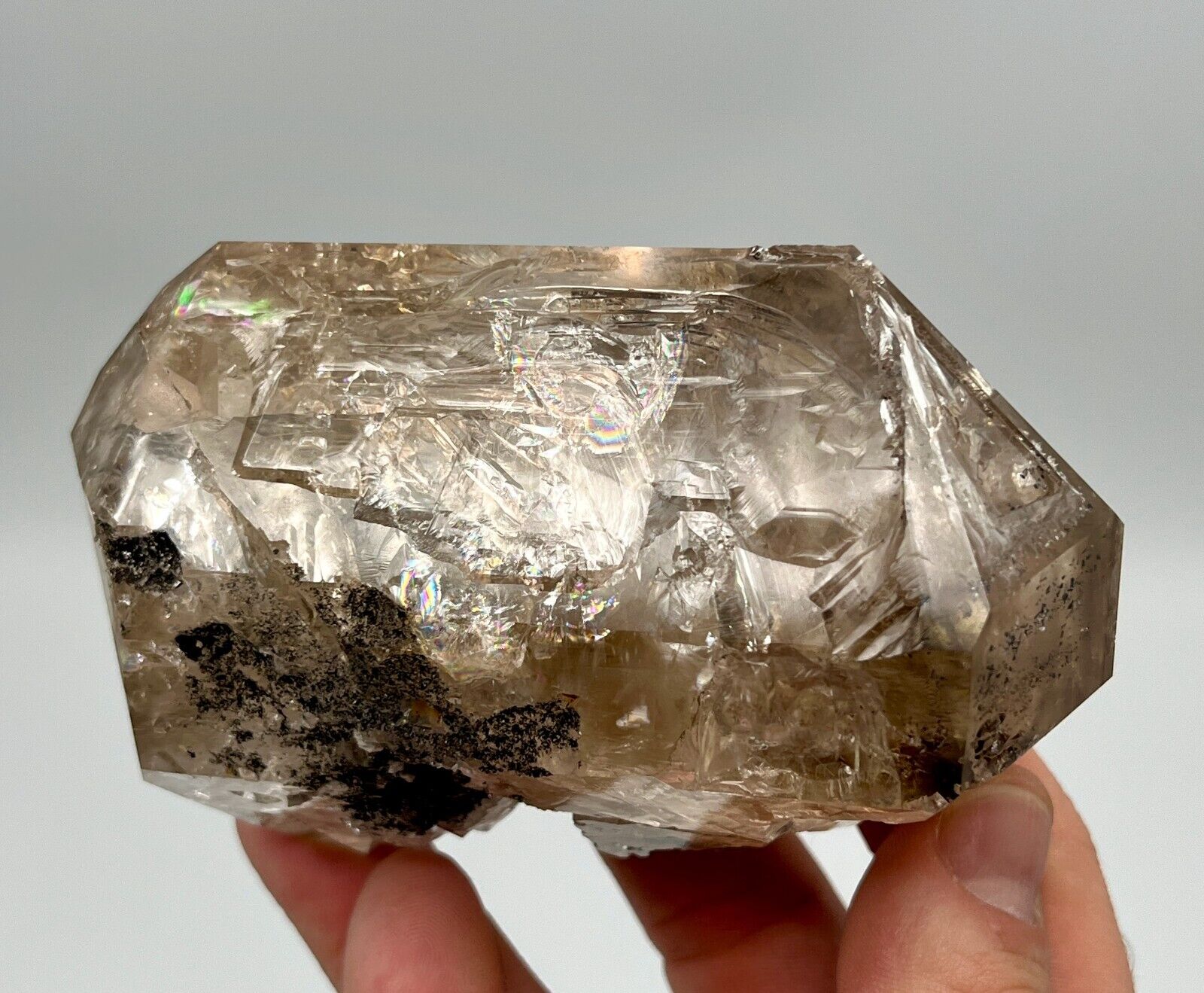 479 g Incredible Smoky Skeletal Herkimer Diamond, BIGGEST Chisel Tip, Repaired