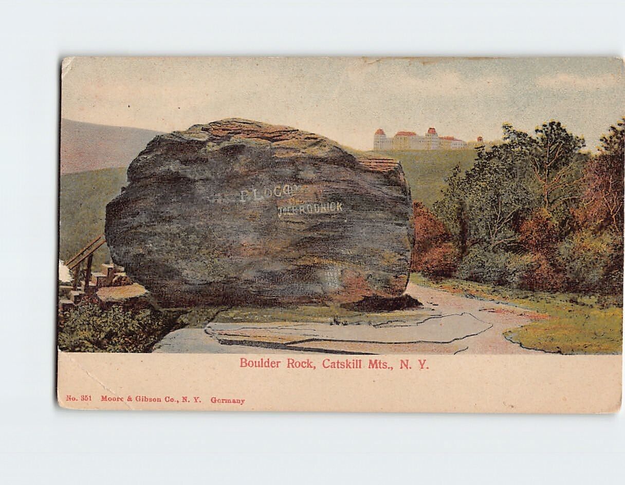 Postcard Boulder Rock Catskill Mountains New York USA