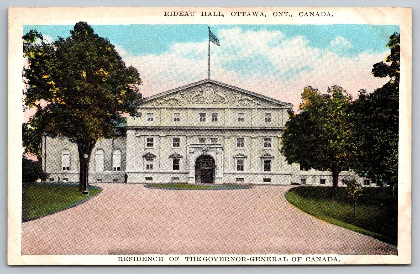Rideau Hall. Residence of the Governor General. Ottawa Vintage Postcard