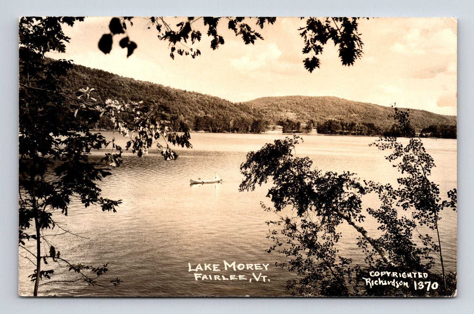 c1949 RPPC Scenic View Lake Morey Canoe Fairlee Vermont VT Real Photo Postcard