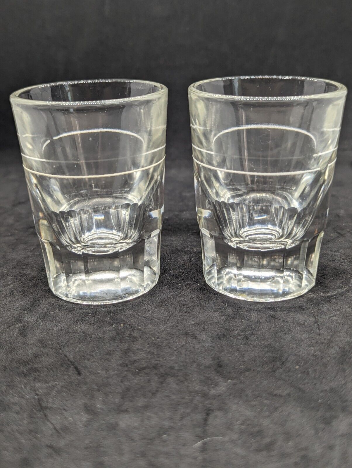 Vintage Heavy Shot Glass Set of 2 w/ Pour Line