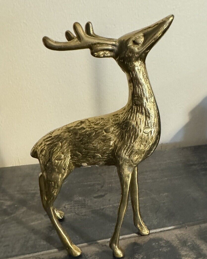 Vintage Brass Deer, Spotted, Midcentury, MCM, Reindeer, Whitetail,