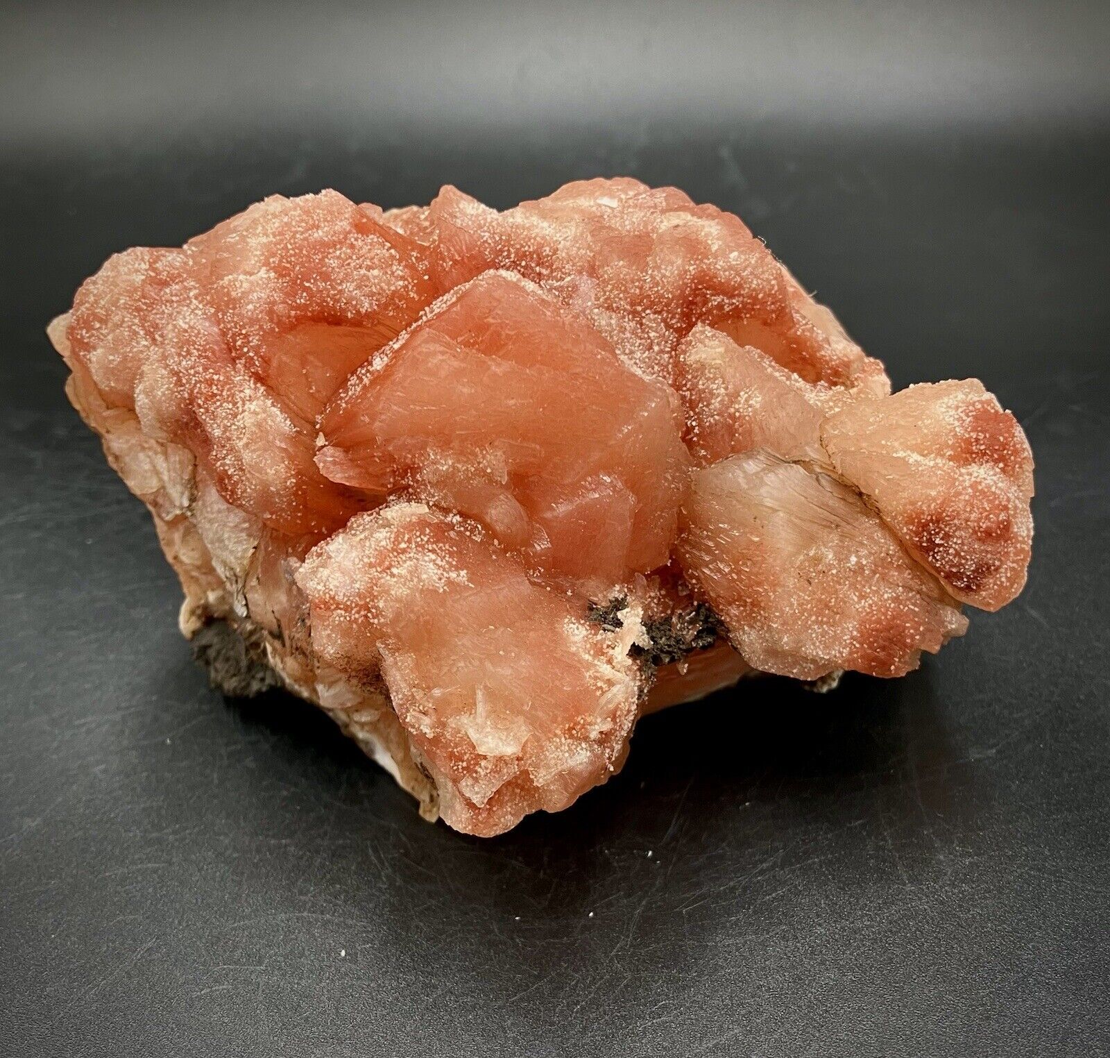 druzy India red pink stilbite crystal cluster mineral specimen zeolites rock