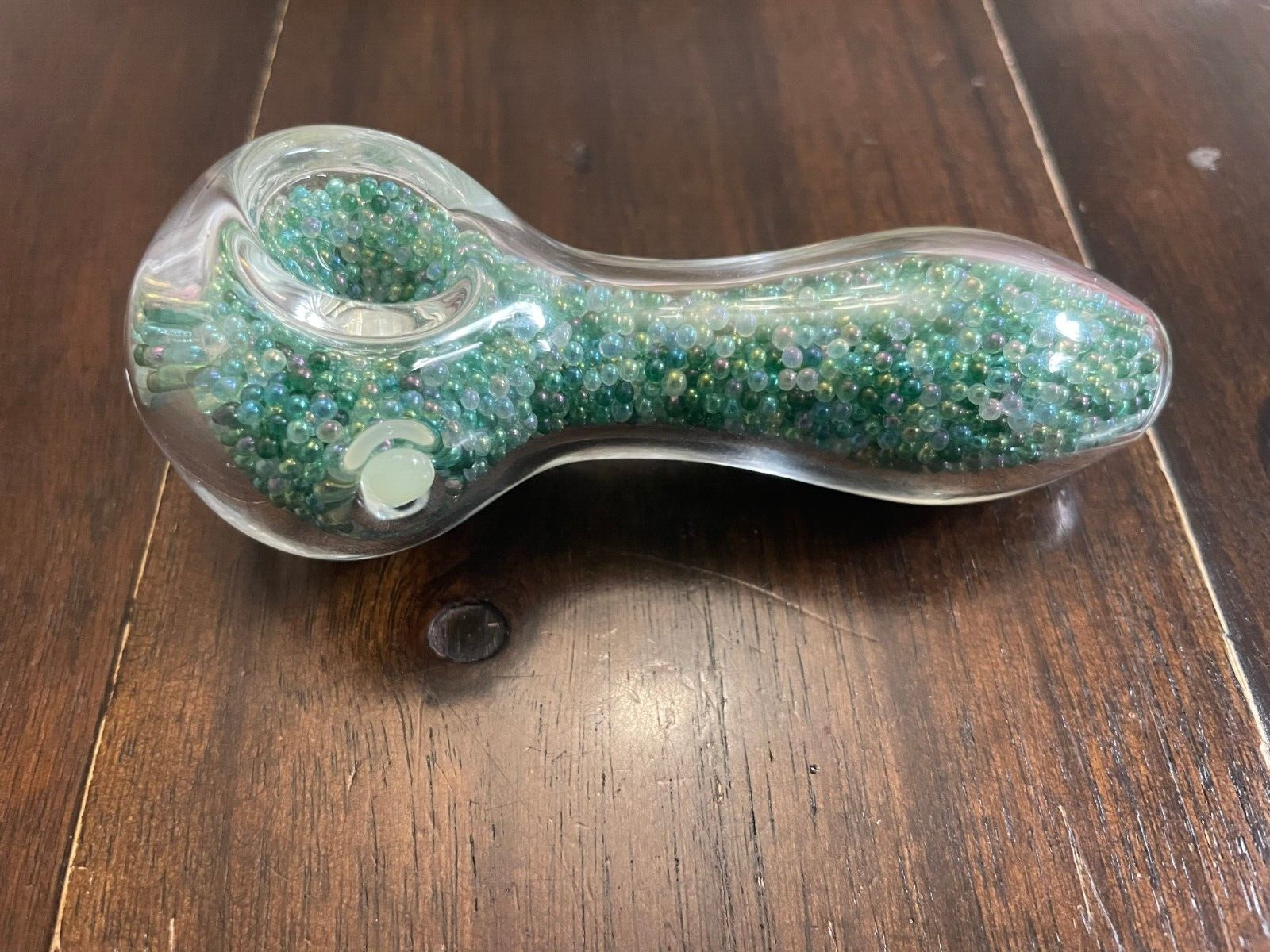4.5” Premium Glass Pipe Bowl Micro Beads Green